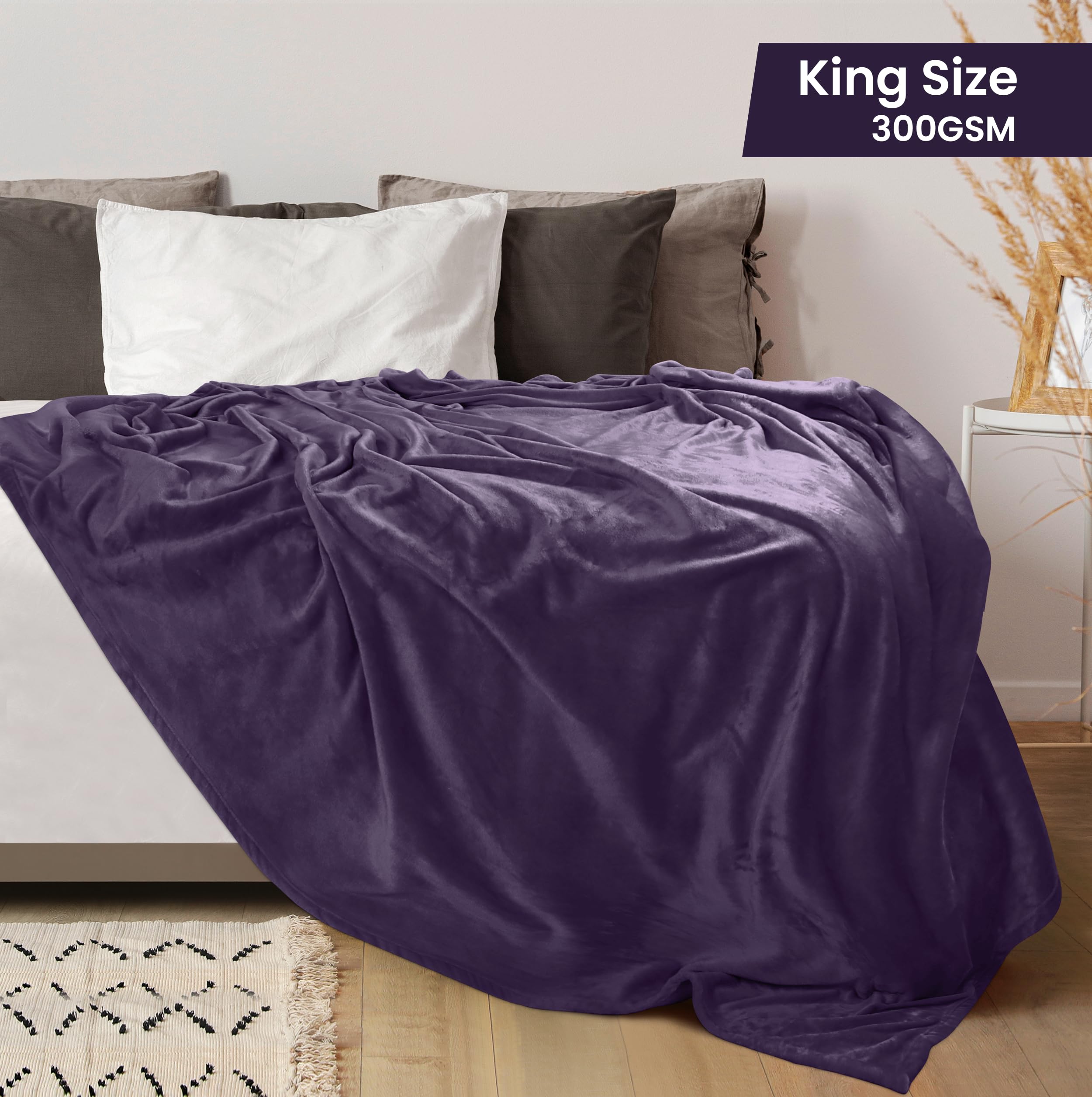 Utopia Bedding Fleece Blanket King Size Purple 300GSM Luxury Anti-Static Fuzzy Soft Microfiber Bed Blanket (90x102 Inch) thumbnail 4