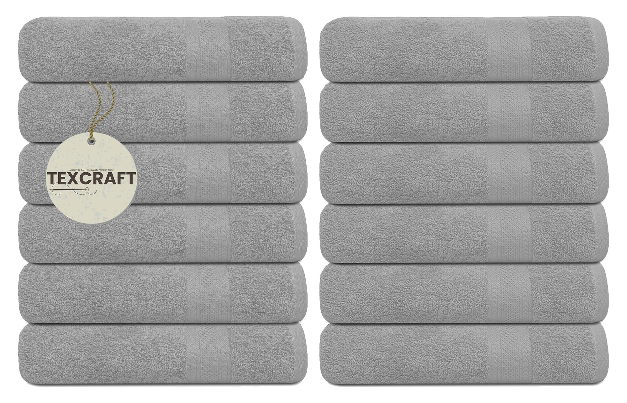 Bath Towels Set of 6 – 100% Cotton Terry – 24" x 48" – Quick Dry, Soft & Highly Absorbent – Grey Towels for Bathroom, Gym, Spa, Pool & Daily Use thumbnail 1