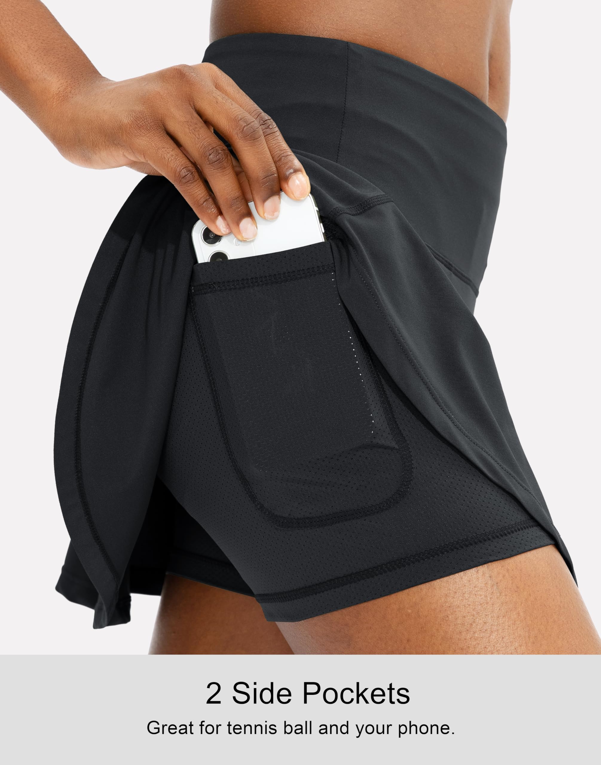 SANTINY Pleated Tennis Skirt for Women with 4 Pockets Women's High Waisted Athletic Golf Skorts Skirts for Running Casual thumbnail 3