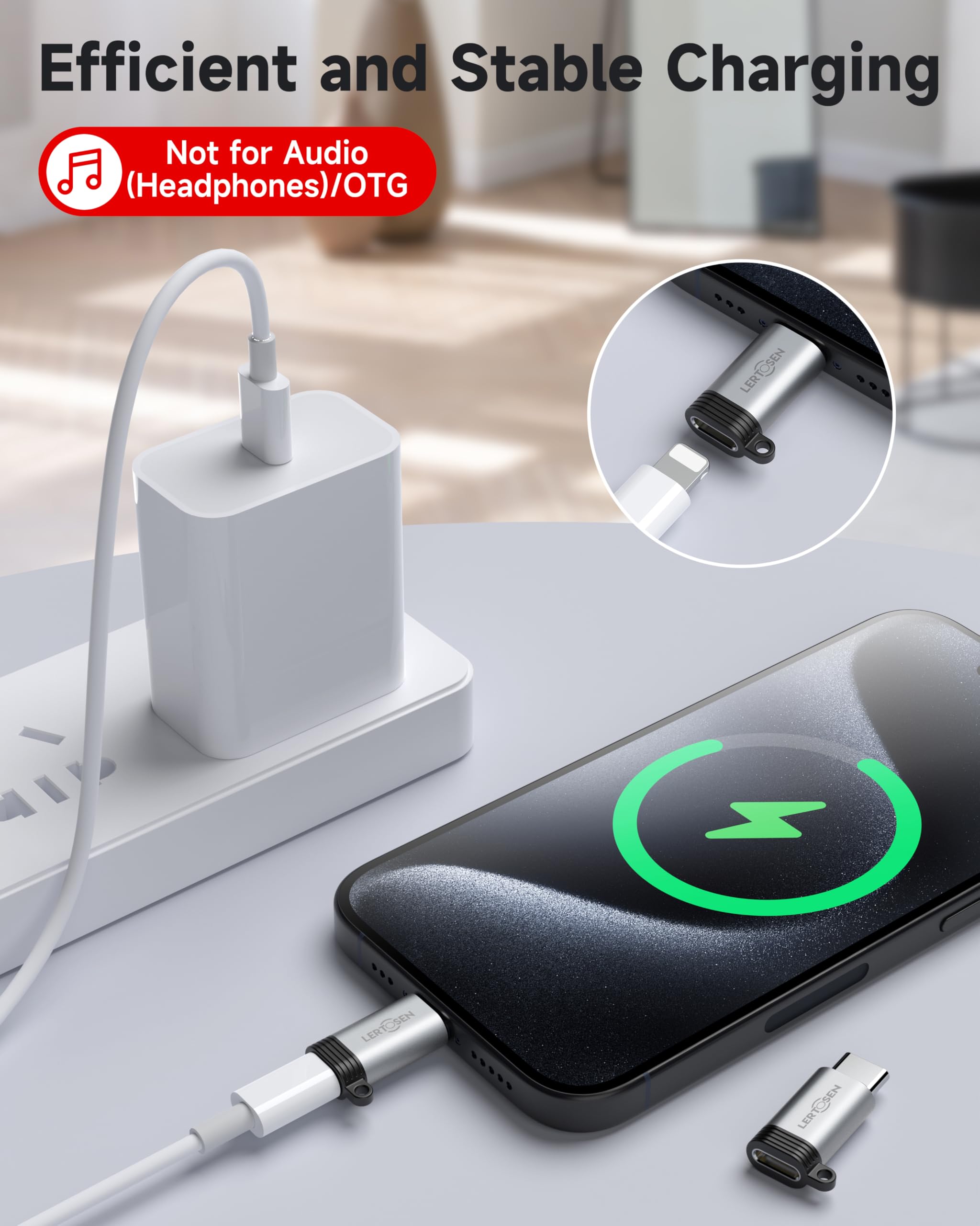 4 Pack Lightning to USB C Adapter for iPhone 15/16 Pro Max/Plus,Samsung S24,iPad Air,Fast Charging & Data Transfer,Type C Charger Connector Cable,Not for Audio/Headphone/OTG,for iPhone 16/15 Charger