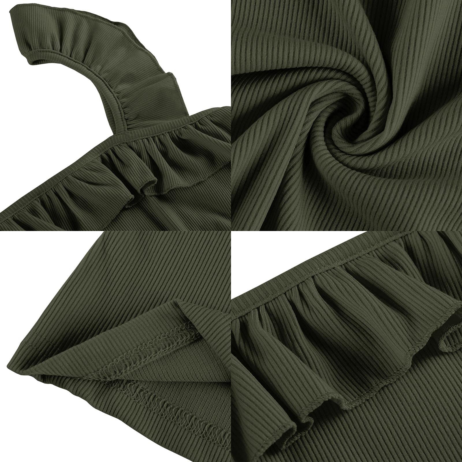 Womens Cute Sleeveless Tank Tops Ruffle Strap Square Neck Blouse Solid Color Knitted Camisole