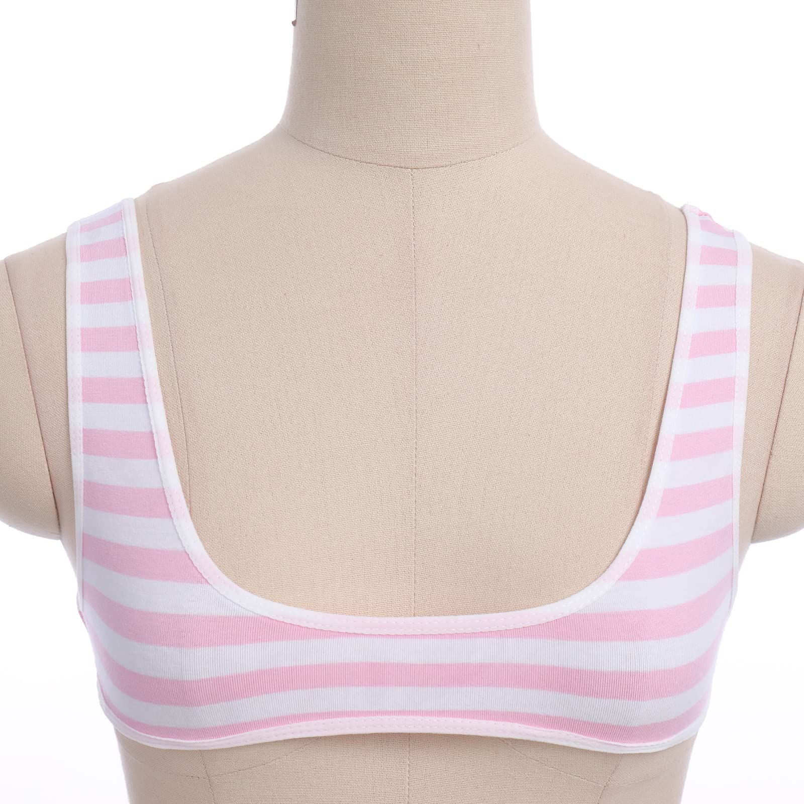ABAFIP Women Cute Kawaii Striped Bikini Lingerie Set Micro Tiny Bra G-String Panty/Garter Belt 2Pcs / 3Pcs Underwear: Light Pink - 2pcs