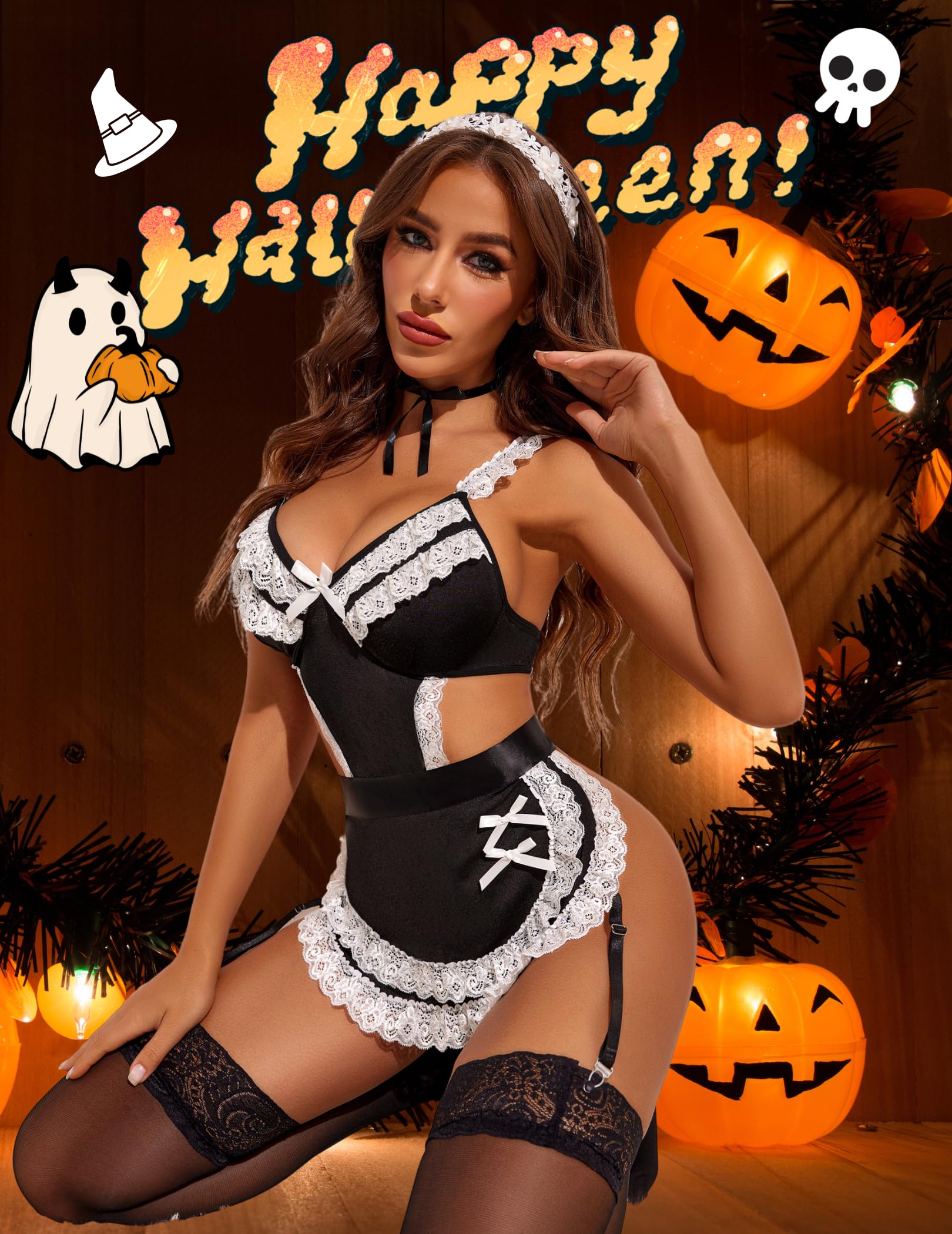 Avidlove Womens Lingerie Sets Lace V Neck Teddy Babydoll 3 Pack Lingerie Costumes Sleepwear Dress S-XXL: Large Black