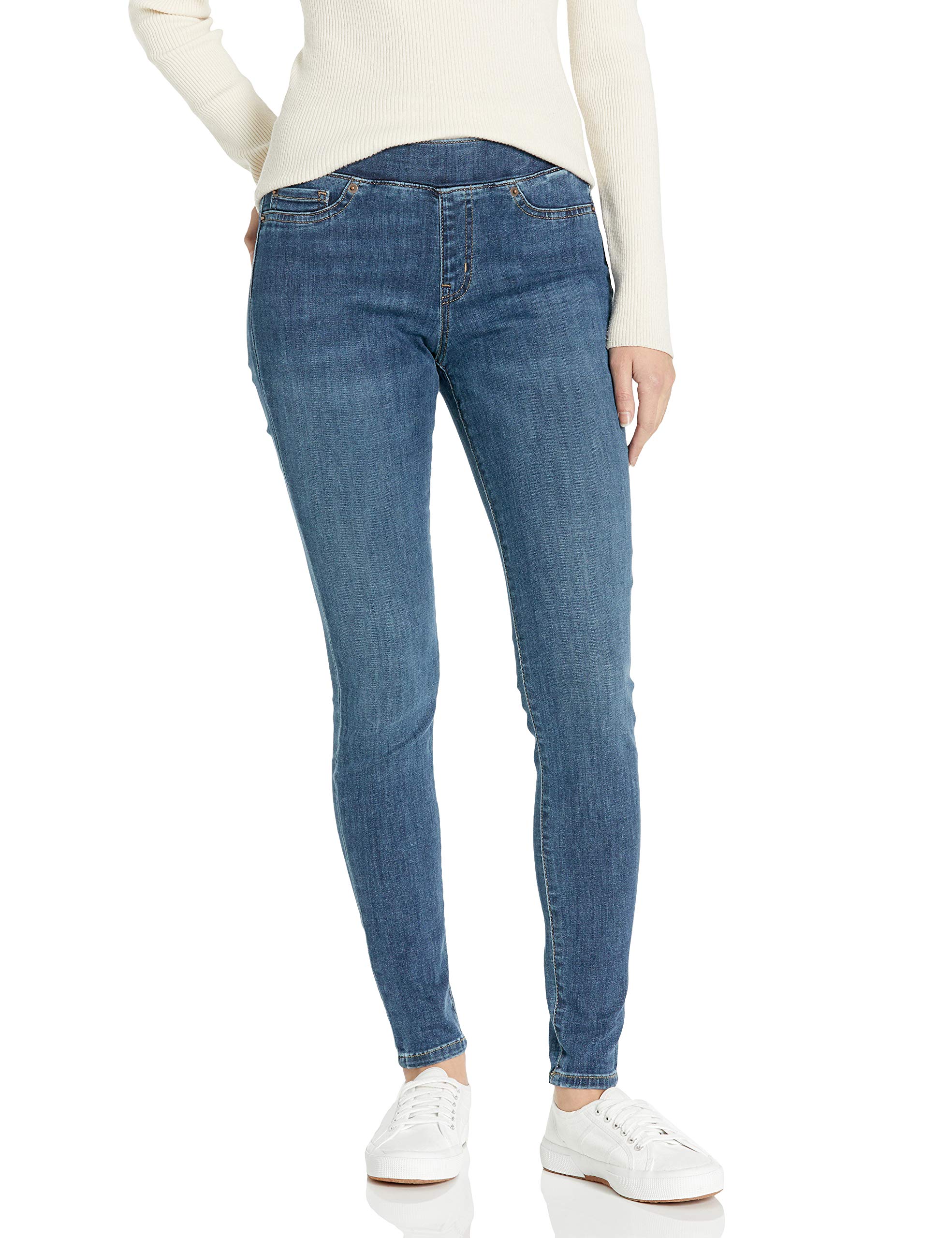 Amazon Essentials Women's Mid-Rise Stretch Pull-On Jegging (Available in Plus Size): 16 Long Medium Wash
