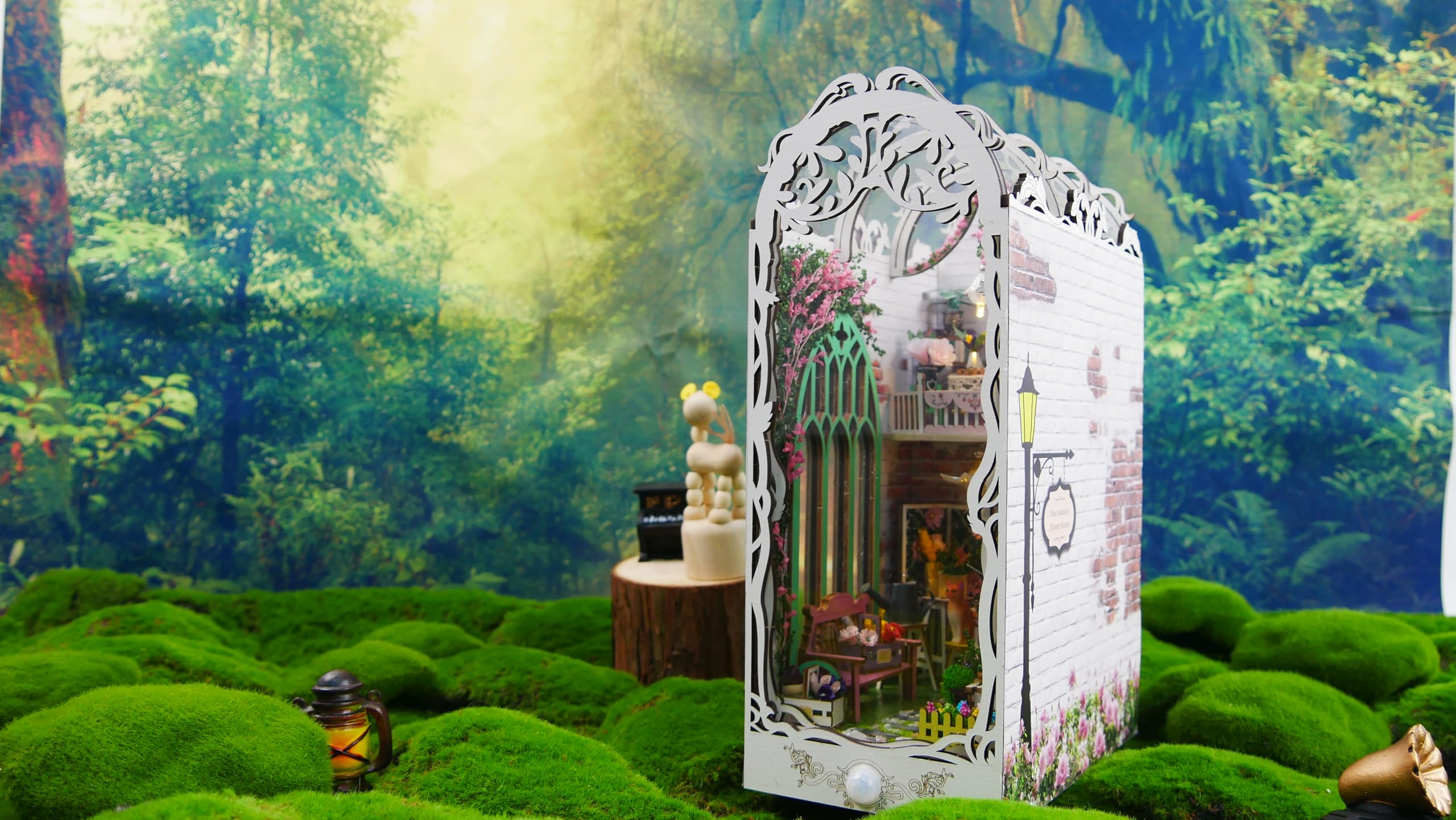 INSGEN DIY Miniature Dollhouse house Building Room Kit, Wooden Diorama Book Nook House Kits Build Crafts for Adults, Miniature Street Tiny Library House Making Kit 1:24 Scale: INSGEN DIY Miniature Dollhouse Booknook Kit - Wooden Flower House Building Kit, 1:24 Scale Dollhouse Flowerhouse Building Kit, Book Nook Kits Crafts for Adults, Handmade Flower House