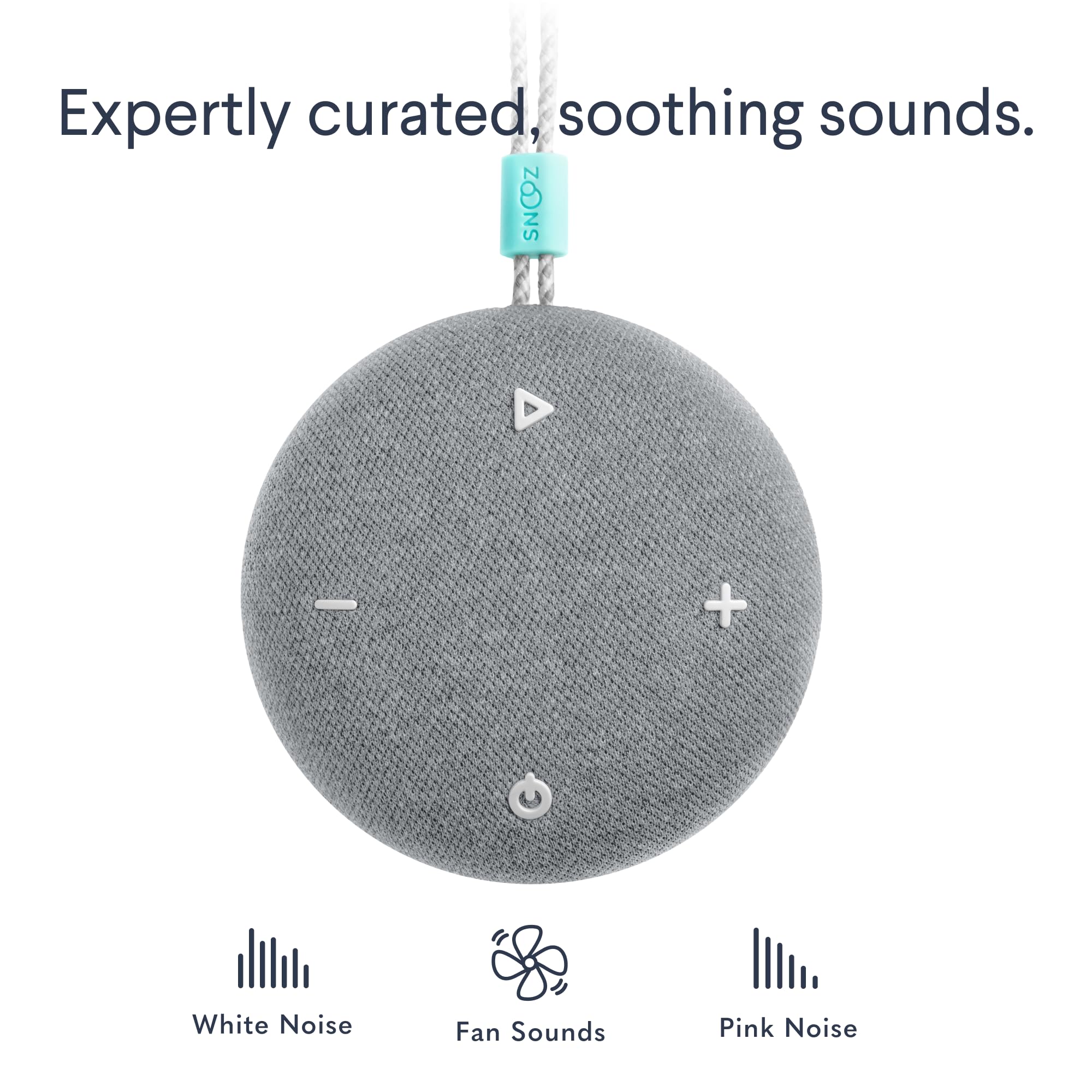 SNOOZ Go - Portable Travel Sound Machine, 6 Sounds, Fan, Pink & White Noise, Rechargeable Bluetooth Speaker, Sleep Aid for Adults, Kids, Office Privacy, Sleeping Essential for Gift Registry -: Charcoal