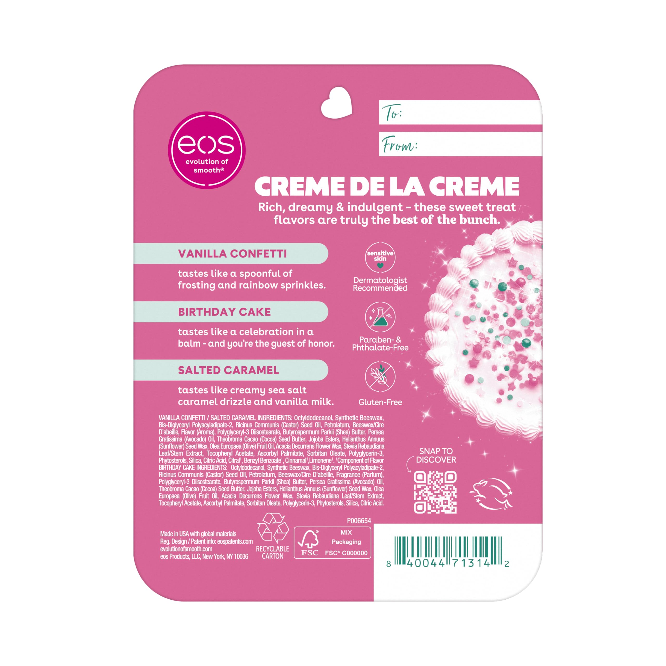 eos 24H Moisture Super Balm Minis- , Limited-Edition Lip Mask, Variety Pack, 0.169 fl oz, 3-Pack: Crème de la Crème