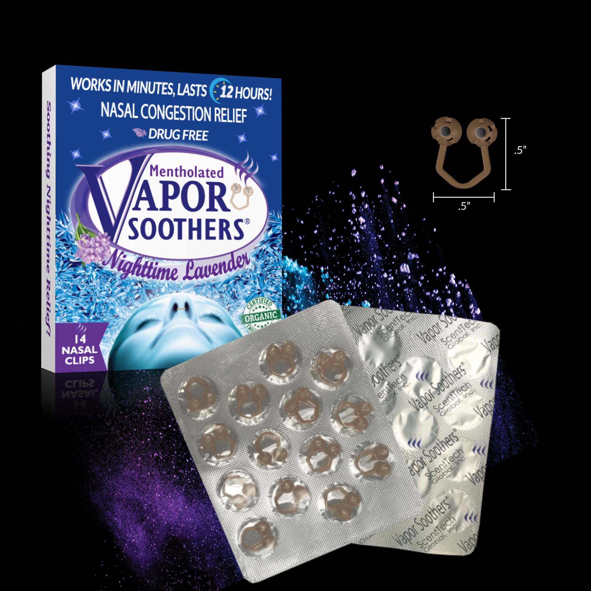 Vapor Soothers by Scenttech, Snore Reducing- Anti Snoring Aid, Nasal Dilators for Breathing, Instant Nasal Congestion Relief, Nighttime Lavender, 28 Count, Drug-Free: 28 Count (Pack of 1) Lavender