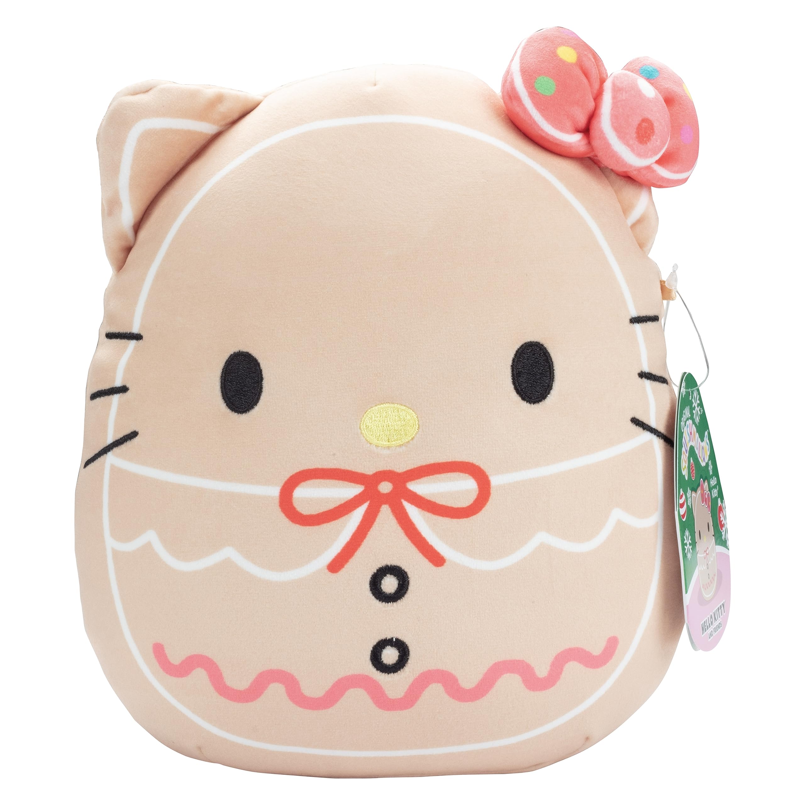 Squishmallows Original 8-Inch Hello Kitty Gingerbread Cookie - Official Jazwares Sanrio Holiday Plush - Collectible Soft & Squishy Stuffed Animal Toy- Add to Your Squad - Gift for Kids, Girls & Boys: Brown