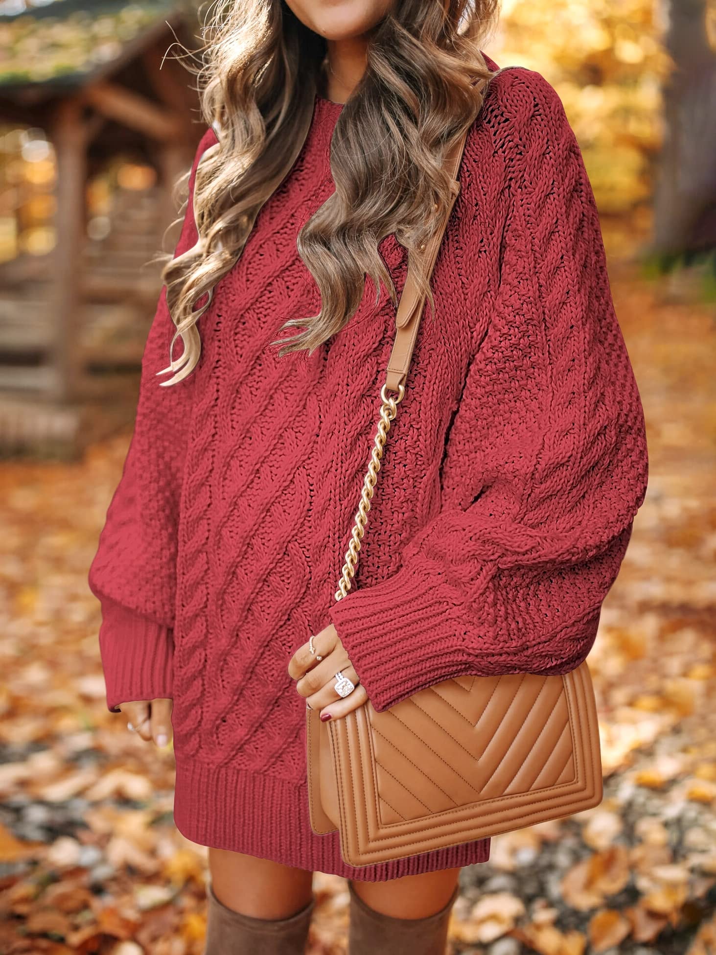 ANRABESS Women Long Sleeve Oversized Cable Knit Chunky Baggy Loose Pullover Tunic Mini Sweater Dress 2025 Trendy Fall Outfits - Image 3