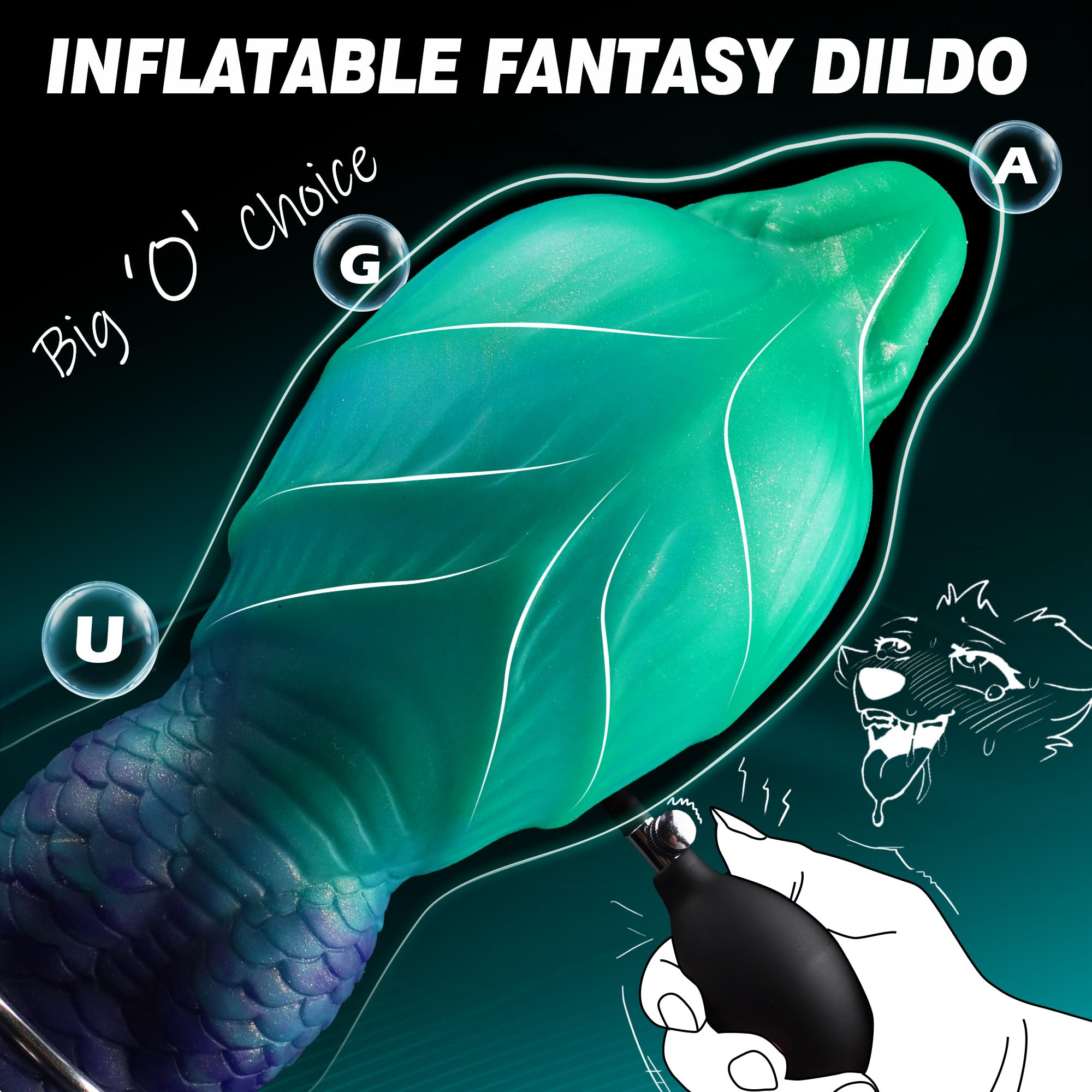 Monster Dildo Inflatable Dragon Dildo Knot Fantasy Dildo with Adjustable Thickness, Huge Dildo Thick Anal Dildo with Strong Suction Cup, Horse Dildo Animal Dog Dildo, Adult Toys for Women Men: Green