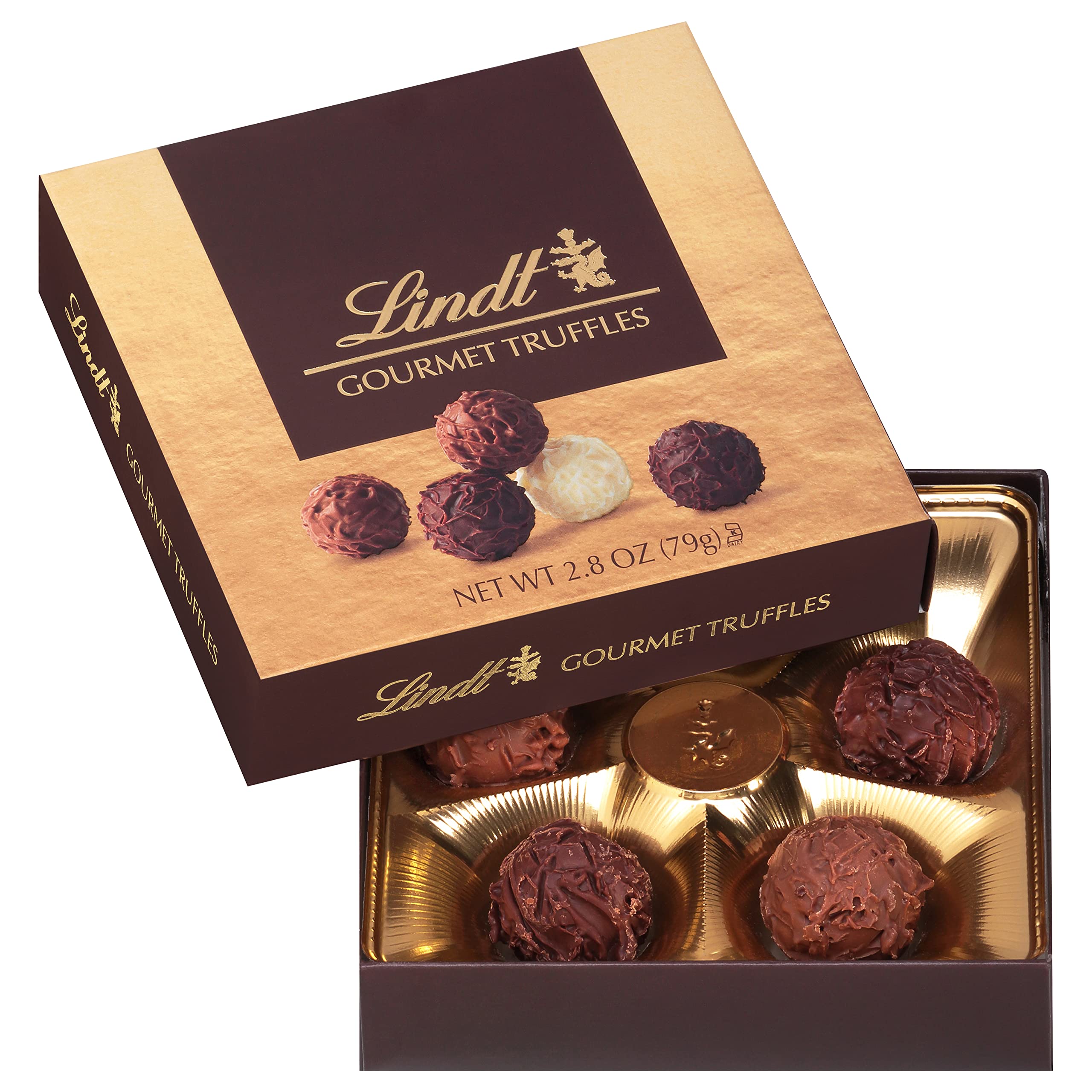 Lindt Gourmet Truffles Chocolate Candy Truffles Gift Box, Assorted Chocolate Truffles, 2.8 oz.