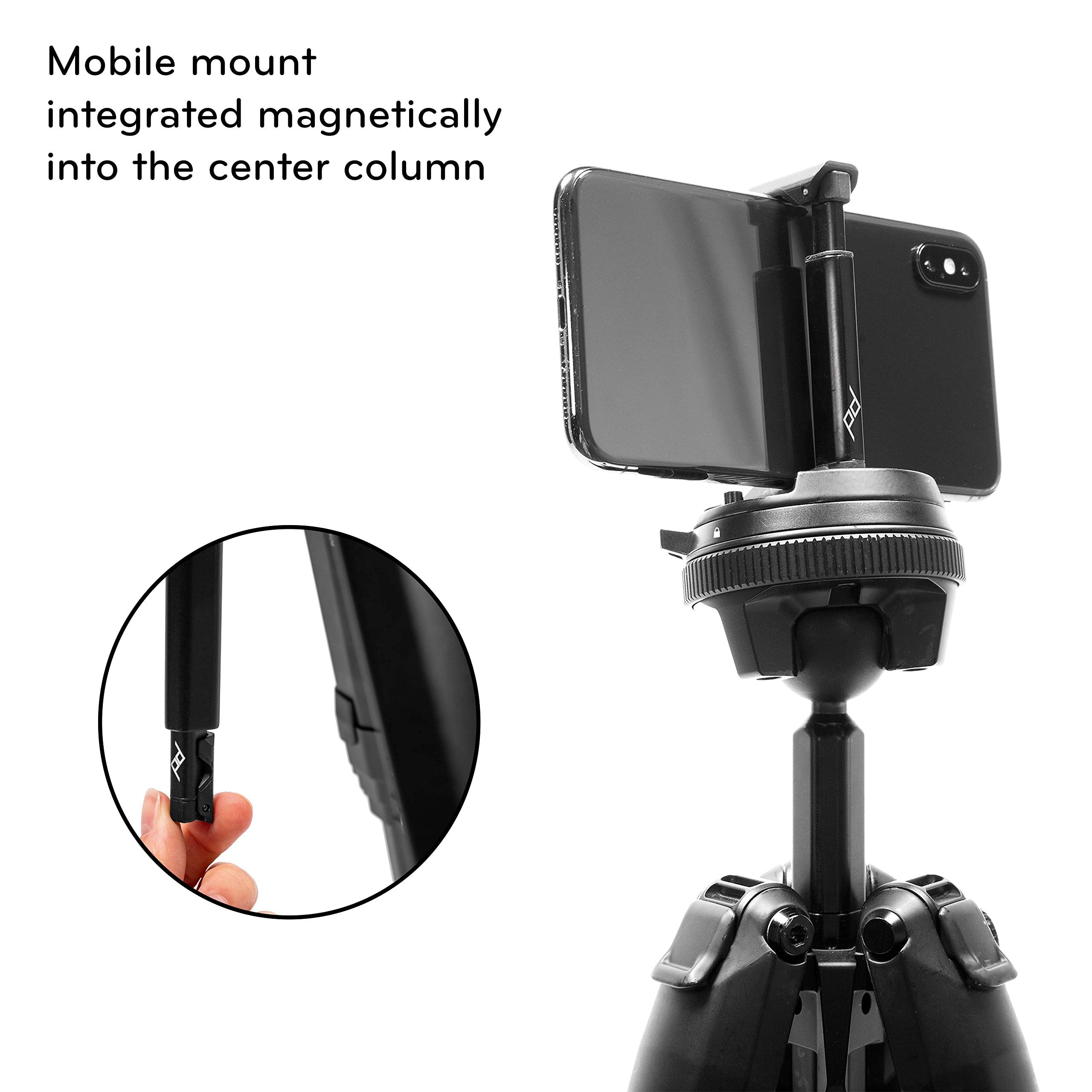 Peak Design Travel Tripod, Carbon Fiber, Compact Design, Quick Setup and Takedown, Pro-Level Stability, Ergonomic Ball Head, Compact and Portable Travel Tripod for Camera and Phone, 20 lb Capacity: Single