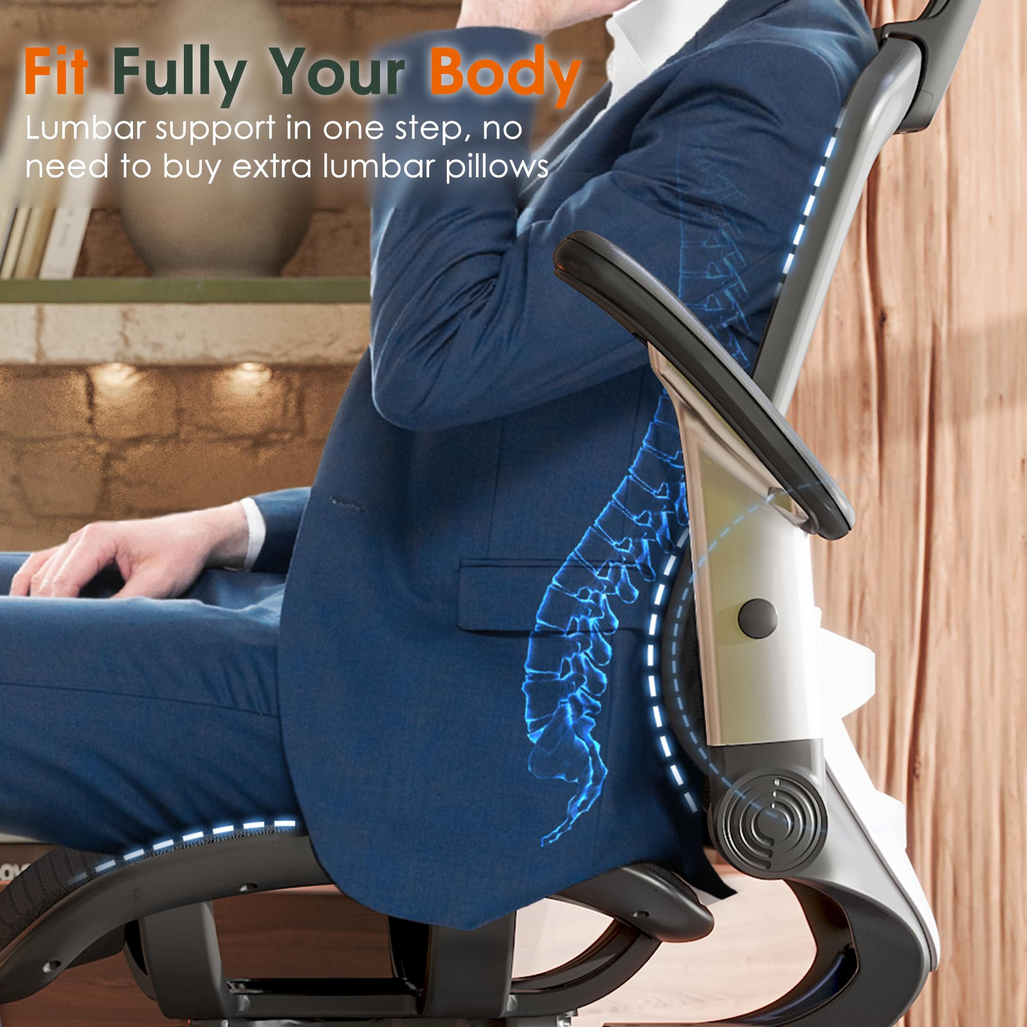 GABRYLLY Ergonomic Office Chair, High Back Home Desk Chair with Headrest, Flip-Up Arms, 90-120° Tilt Lock and Wide Cushion, Big and Tall Mesh Chairs for Man Woman, Black Task Chair: GABRYLLY Ergonomic Office Chair, High Back Home Desk Chair with Headrest, Flip-Up Arms, 90-120° Tilt Lock and Wide Cushion, Big and Tall Mesh Chairs for Man Woman, Black Task Chair