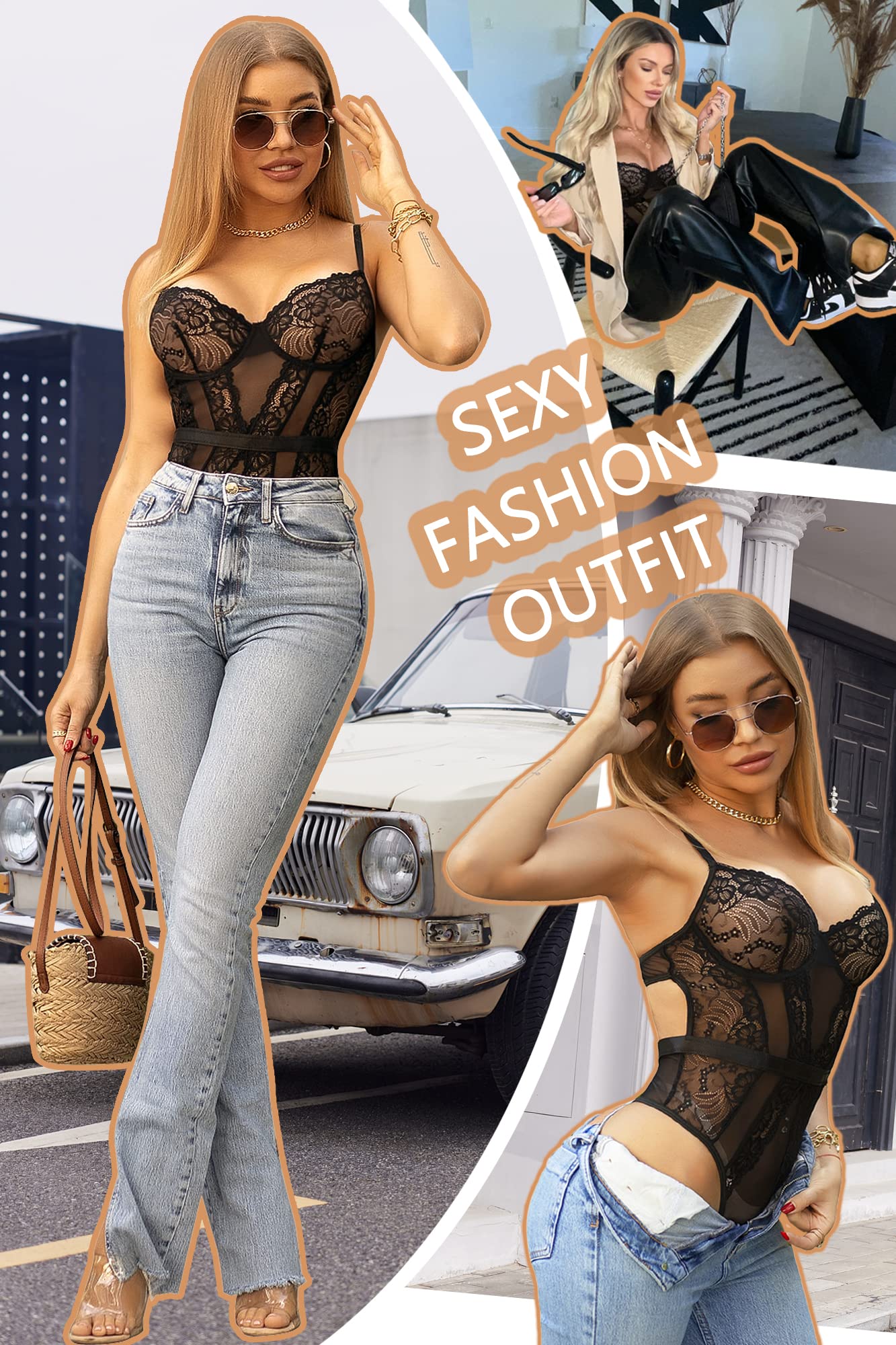 Avidlove Women Lingerie Bodysuit Lace Teddy Snap Crotch One Piece Underwire Babydoll: Black XX-Large