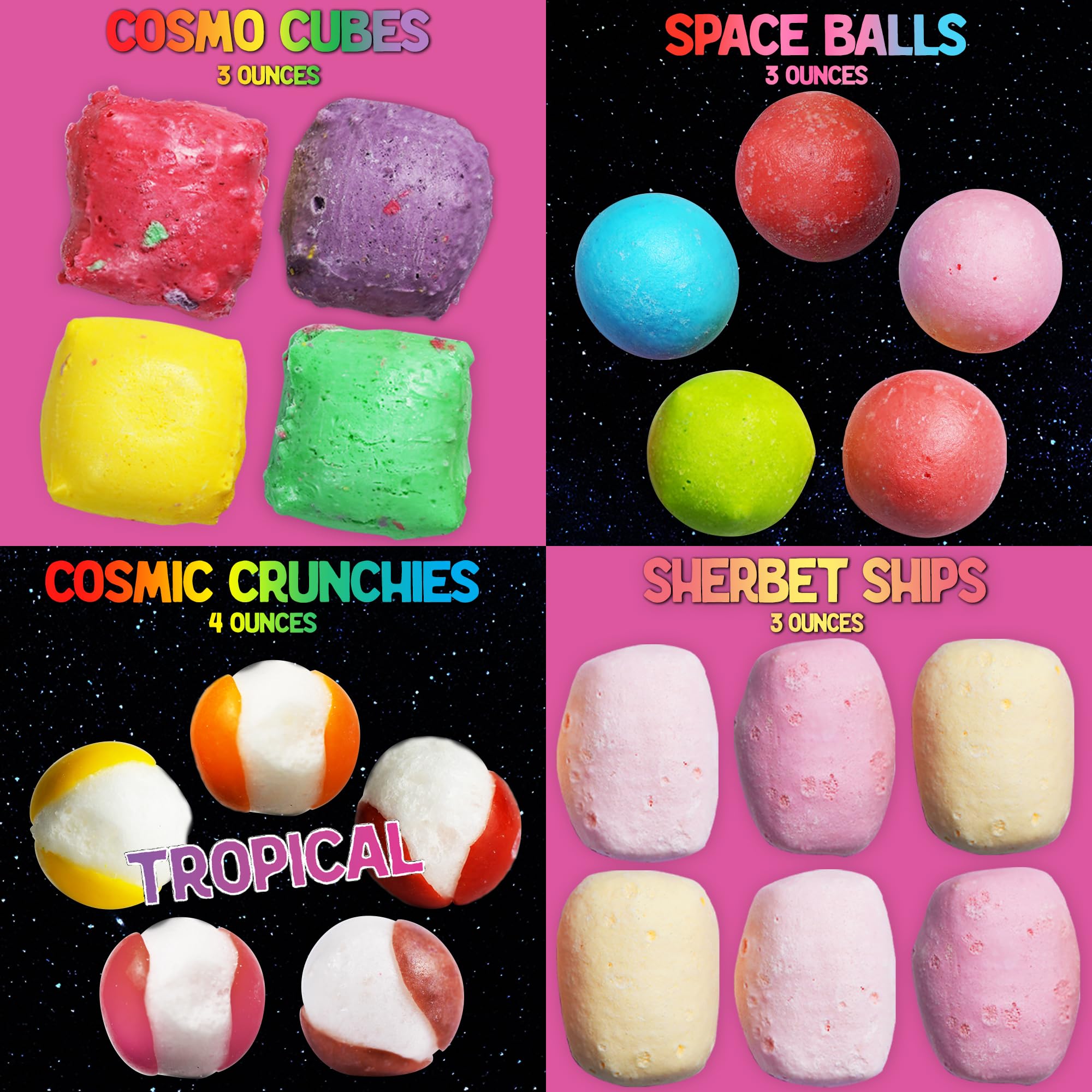 UFO Pack - 9 Kinds of Premium Freeze Dried Candy - Cosmic Crunchies, Moon Clouds, Space Sharks, Alien Tongues, Lemon Stars and More Shipped in a Spaceship Box for Protection: 8 Pack