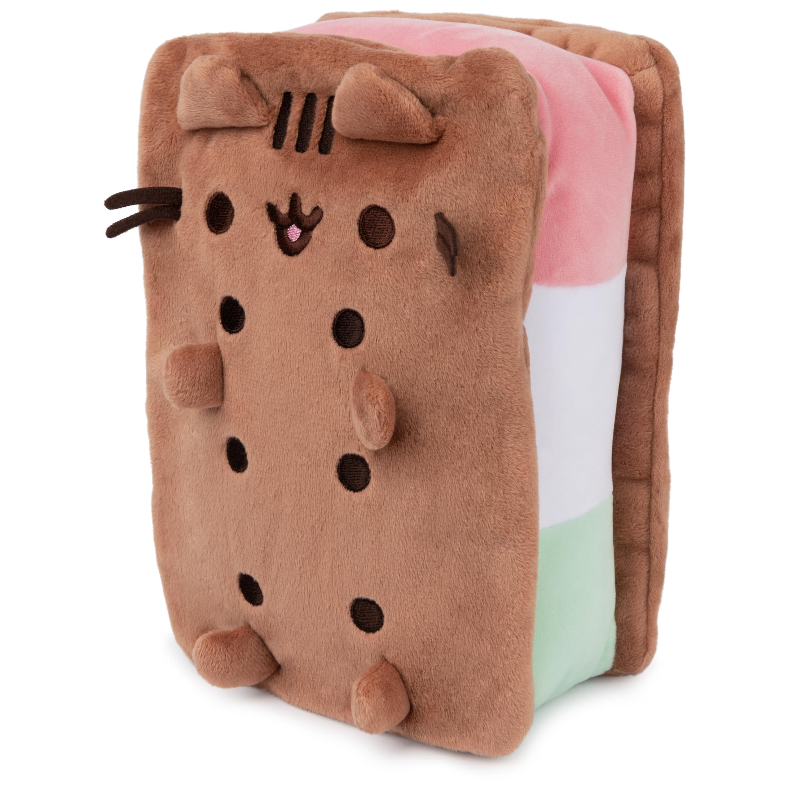 GUND Pusheen Neapolitan Ice Cream Sandwich Pusheen Plush, Stuffed Animal for Ages 8 and Up, Brown, 9.5”: Ice Cream Sandwich 9.5"