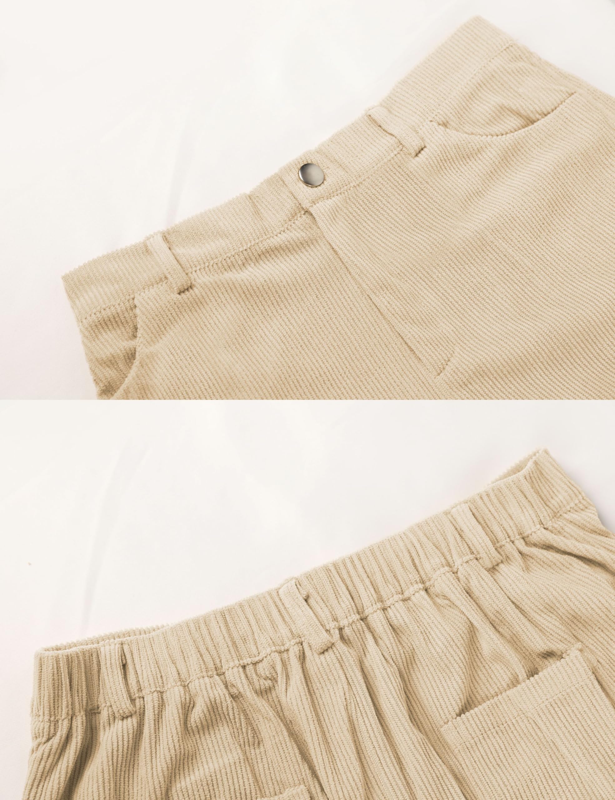 Himosyber Corduroy Pants for Women Casual Elastic High Waist Stretchy Wide Leg Pants Loose Fit Comfy Trousers with Pockets thumbnail 5