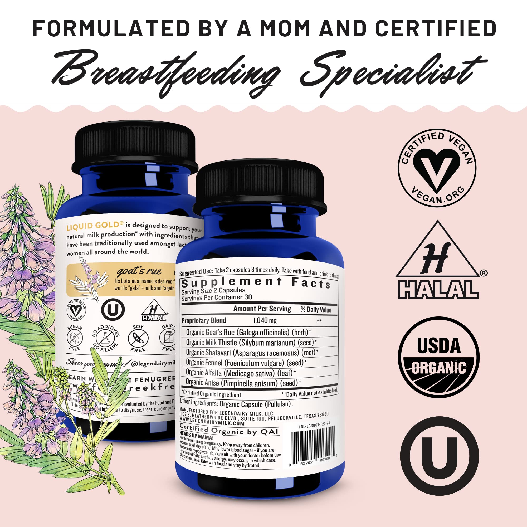 Legendairy Milk Liquid Gold Lactation Support | Lactation Supplement with Organic Goats Rue, Milk Thistle, Shatavari, Fennel, Alfalfa & Anise | Breastfeeding Supplements, 60 Count