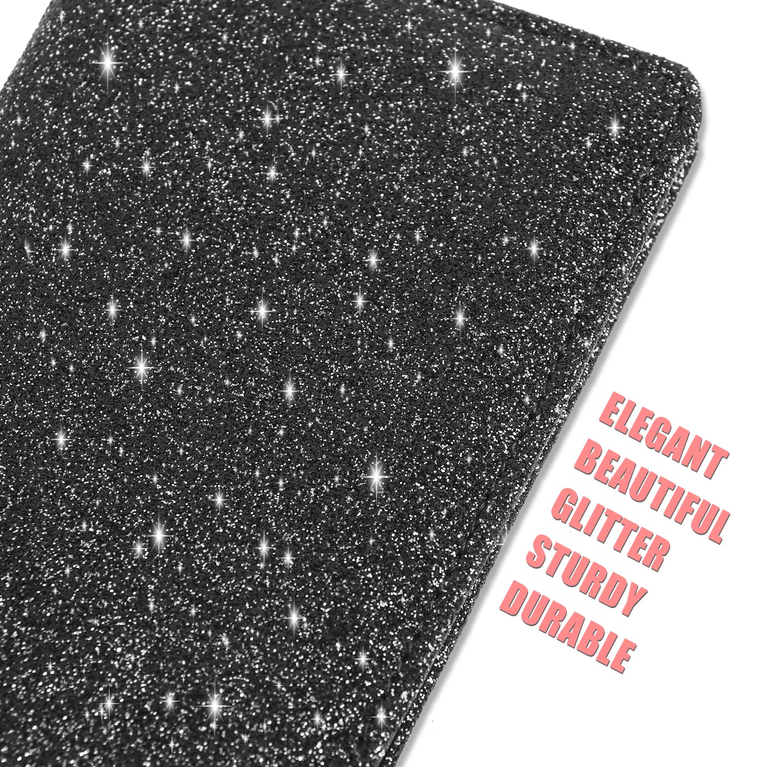 Sanlykate Glitter Checkbook Cover for Girl Women, RFID Blocking PU Leather Standard Register Check Book Case With Pen Inserts & Free Divider, Black: Black Simple Style