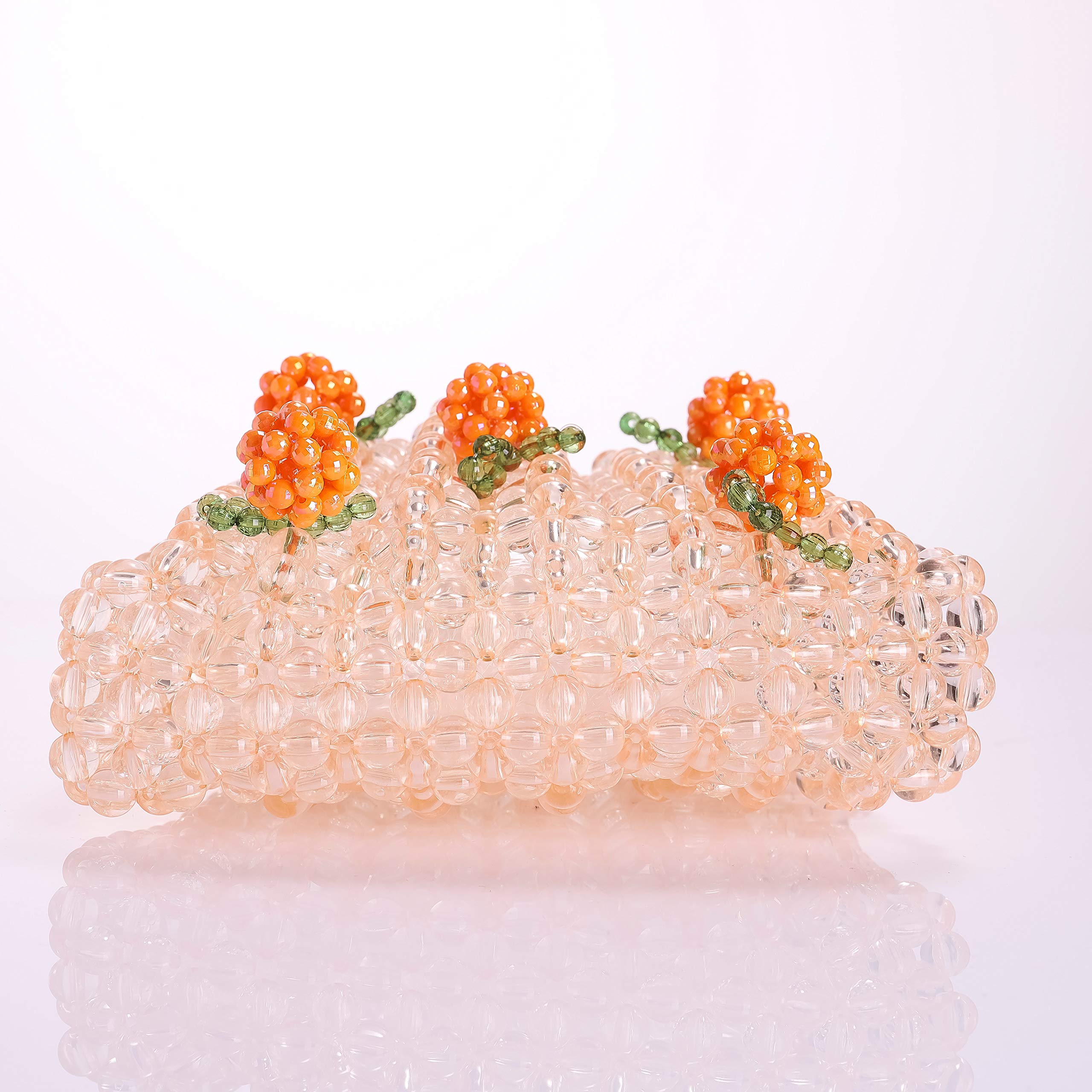 Abvokury YIFEI Women Orange Colored Transparent Flower Beaded Acrylic Shoulderbag Evening Bags for Wedding Party: Abvokury YIFEI Women Orange Colored Transparent Flower Beaded Acrylic Shoulderbag Evening Bags for Wedding Party