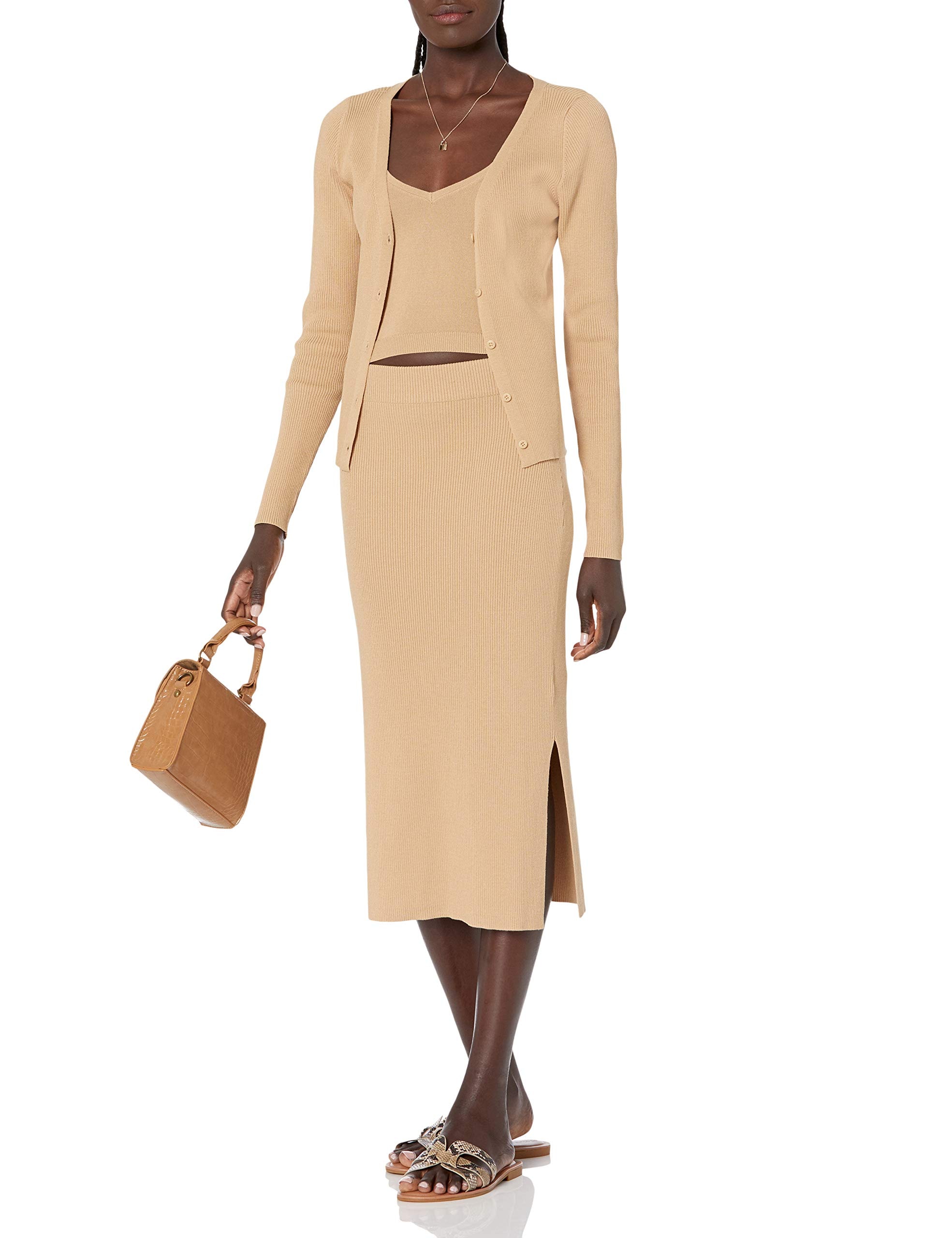 The Drop Women's Vera Slim Side-Slit Midi Sweater Skirt thumbnail 3
