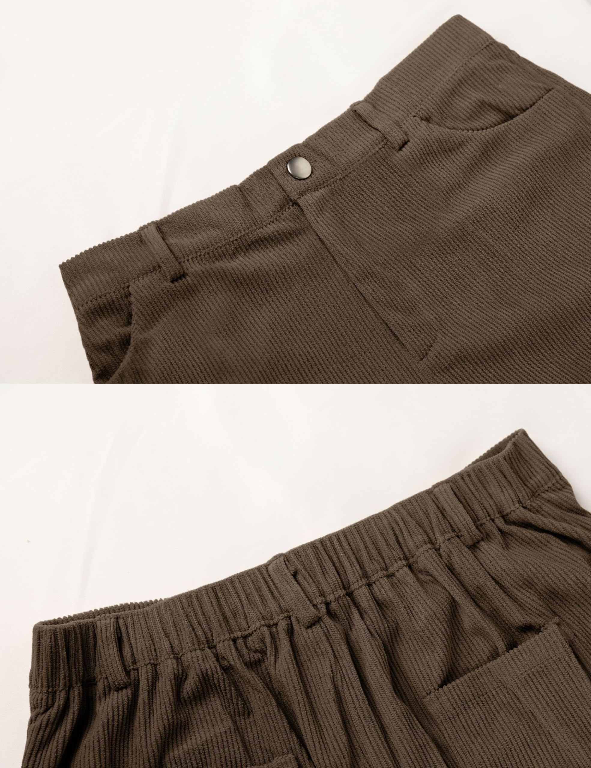 Himosyber Corduroy Pants for Women Casual Elastic High Waist Stretchy Wide Leg Pants Loose Fit Comfy Trousers with Pockets thumbnail 5