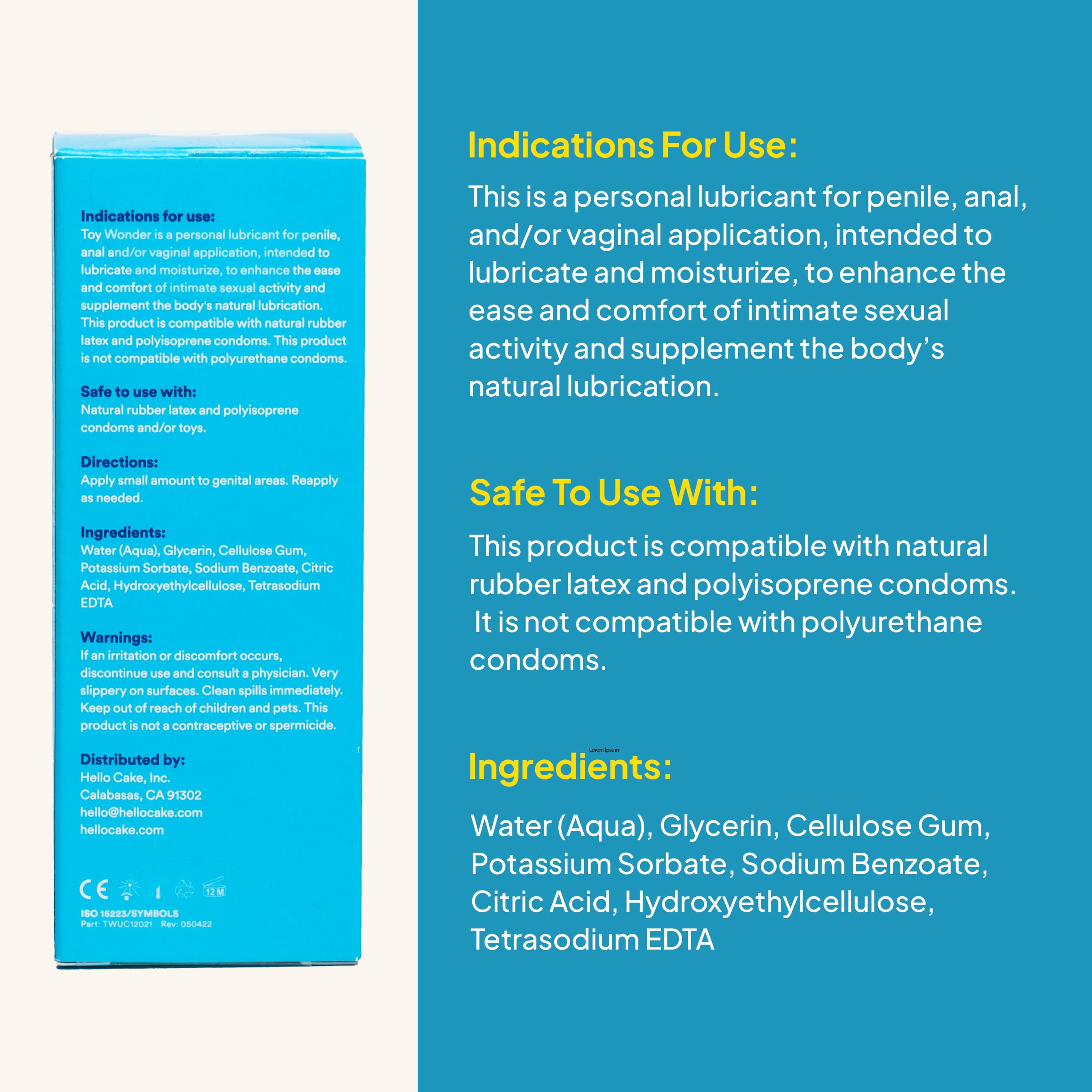 Hello Cake , Thick Water-Based Personal Lubricant for Use with Adult Toys, Non-Drip Jelly Lube for Men, Women, and Couples, 3.3 fl oz: Hello Cake Toy Wonder, Thick Water-Based Personal Lubricant for Use with Adult Toys, Non-Drip Jelly Lube for Men, Women, and Couples, 1.7 fl oz