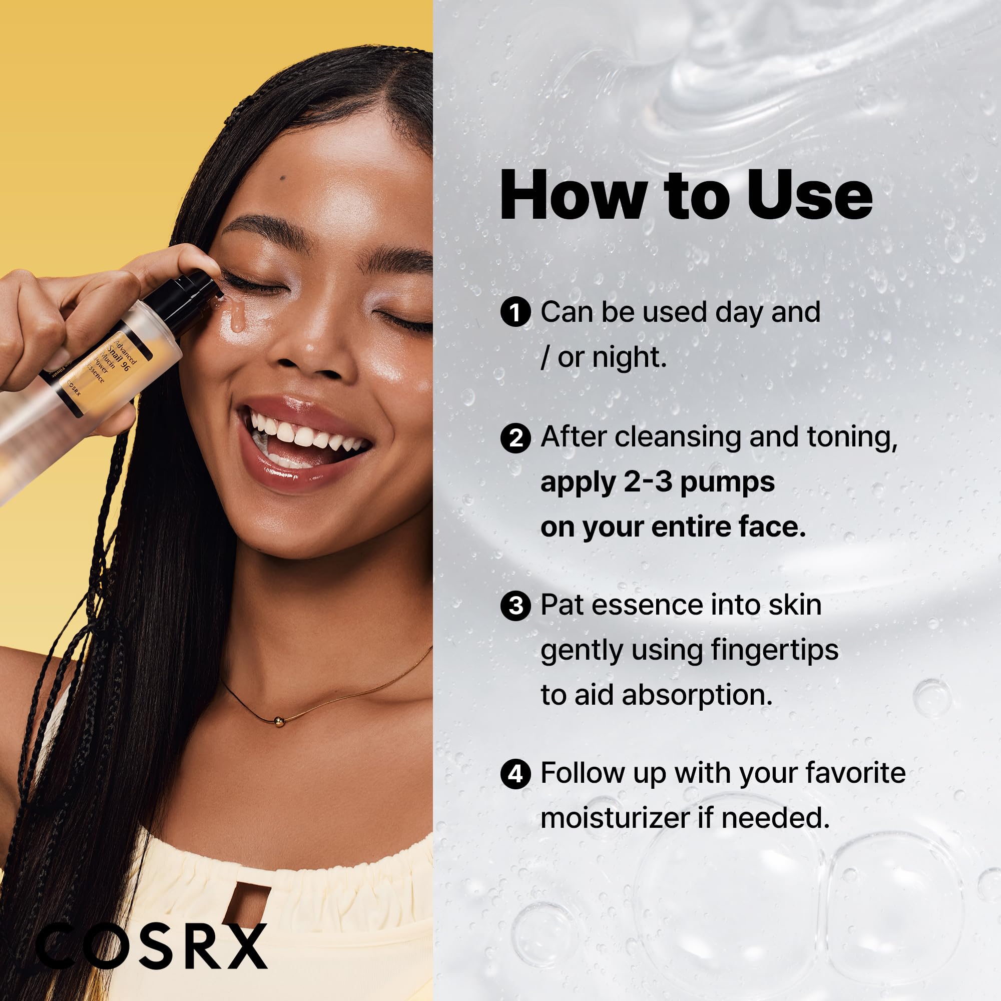 COSRX Snail Mucin 96% Power Repairing Essence 3.38 fl.oz 100ml, Hydrating Serum for Face with Snail Secretion Filtrate for Dull Skin & Fine Lines, Korean Skin Care: 3.35 Fl Oz (Pack of 1)