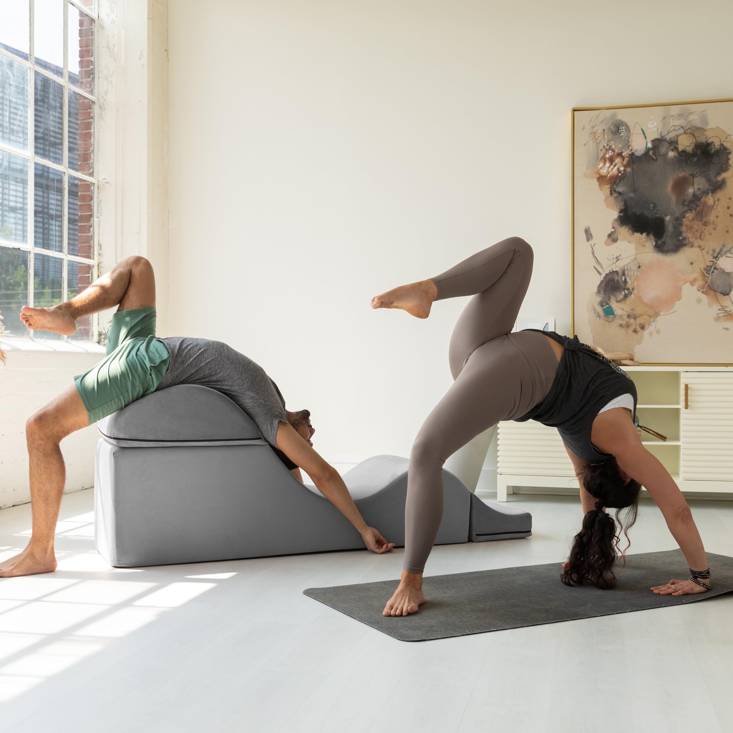 Avana Kami Convertible Chaise/Bed Bench for Yoga & Massage - 2-in-1 End of Bed Ottoman with Concealed Fold Out Yoga Lounge Chair, Microvelvet Rose thumbnail 5