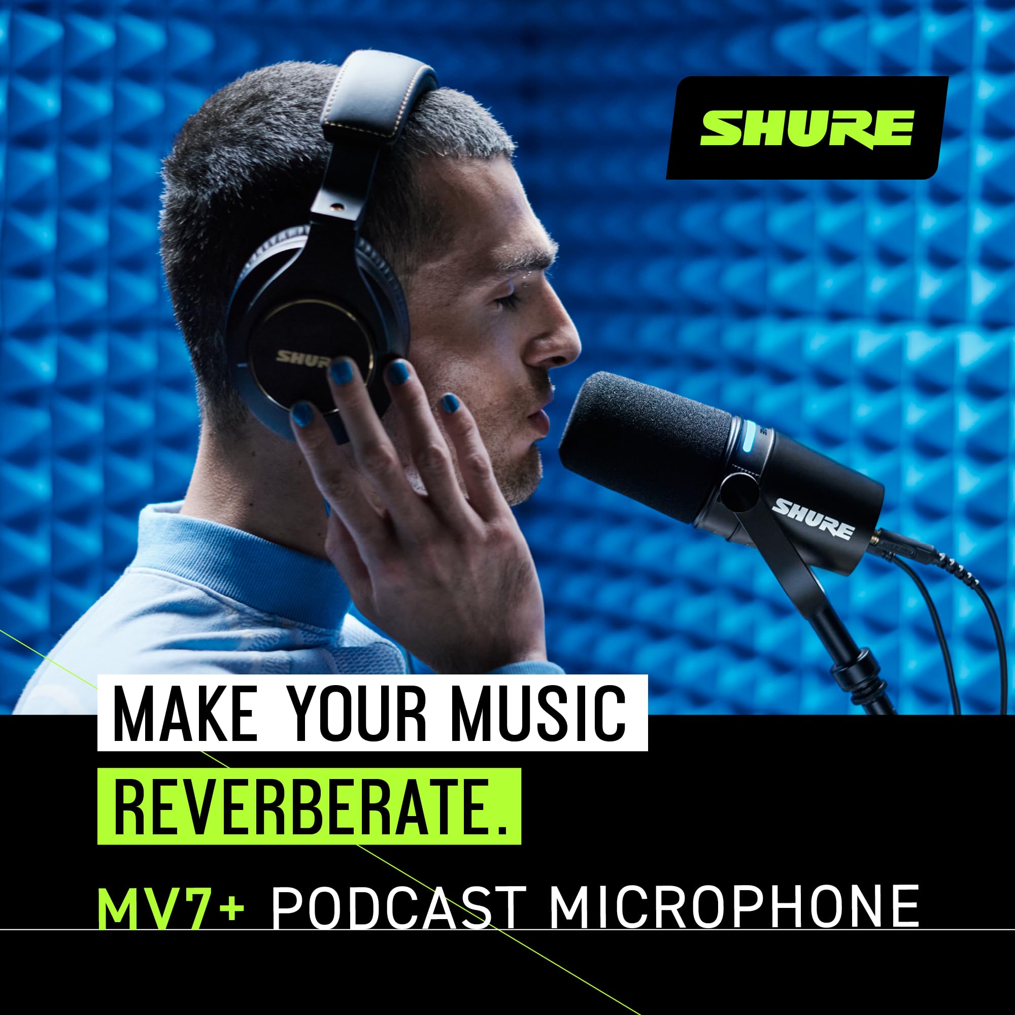 Shure MV7+ Podcast Dynamic Microphone. OBS Certified, Enhanced Audio, LED Touch Panel, USB-C & XLR Outputs, Auto Level Mode, Digital Pop Filter, Reverb Effects, Podcasting, Streaming, Recording -White: USB - Black