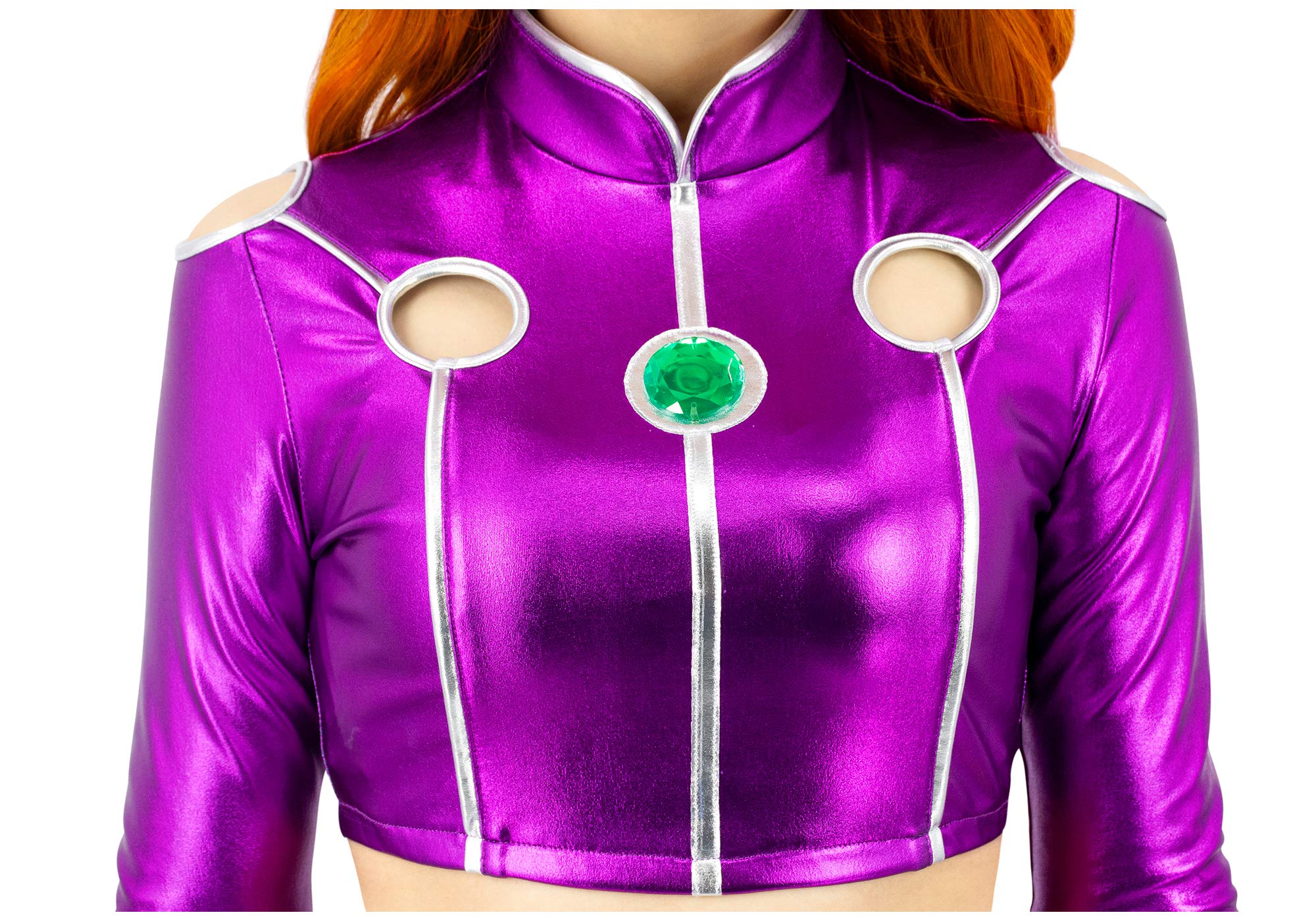C-ZOFEK Women's Purple Hero Suit Cosplay Costume Crop top with Stockings for Halloween Christmas
