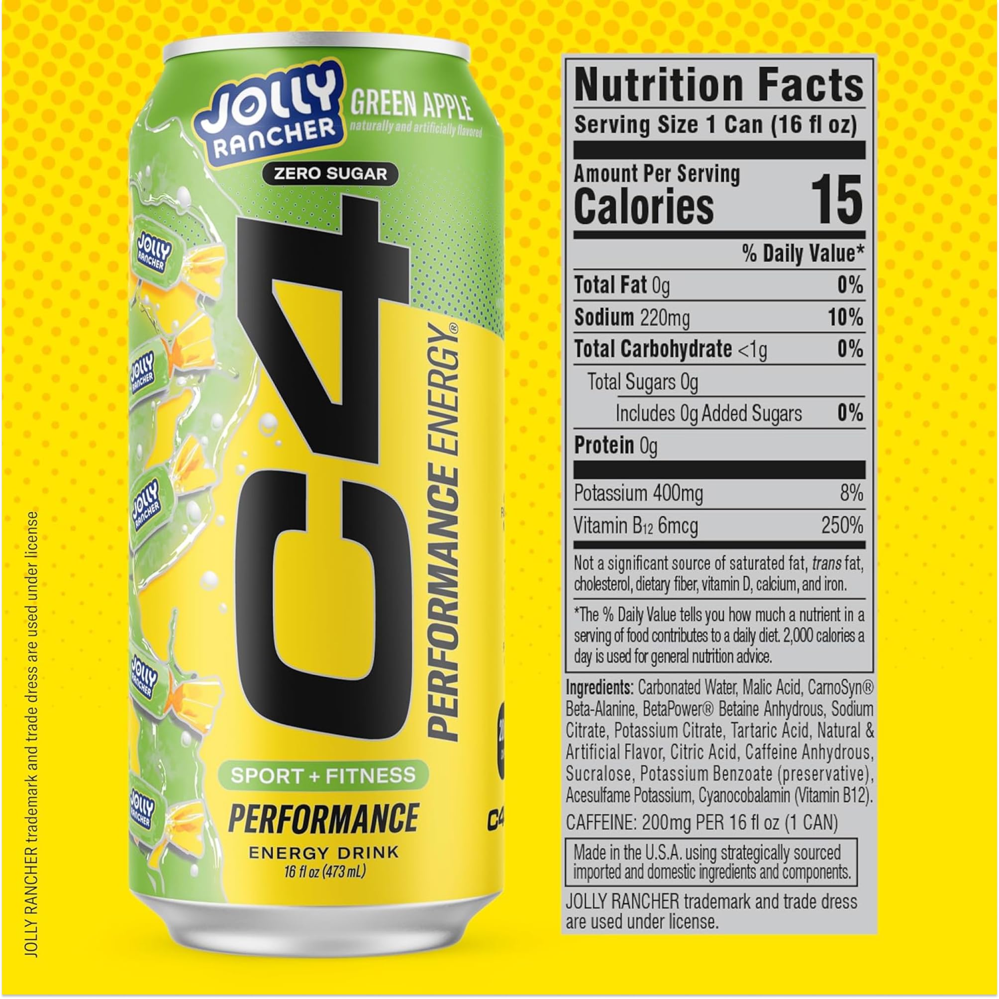 Cellucor C4 Performance Energy Drink | JOLLY RANCHER Watermelon | Zero Sugar Carbonated Preworkout Energy | 200mg Caffeine with Beta Alanine | 16 Fl Oz (12 Pack): C4 JOLLY RANCHER&#x2122; Variety Pack 192 Fl Oz (Pack of 1)
