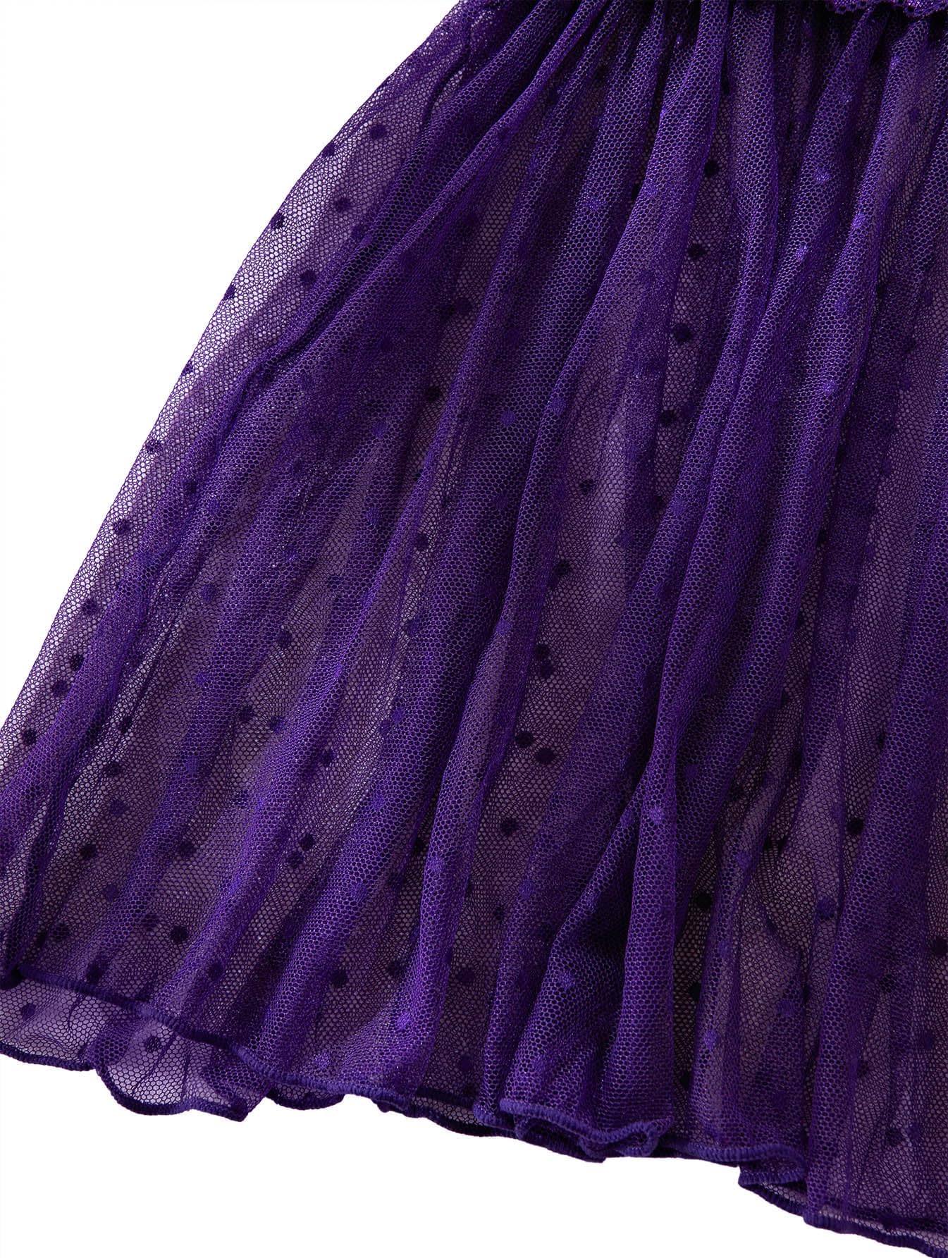 Lilosy Sexy Polka Dots Mesh Sheer Lace Babydoll Chemise Lingerie Set Floral Lace Sleep Wear: Small Purple