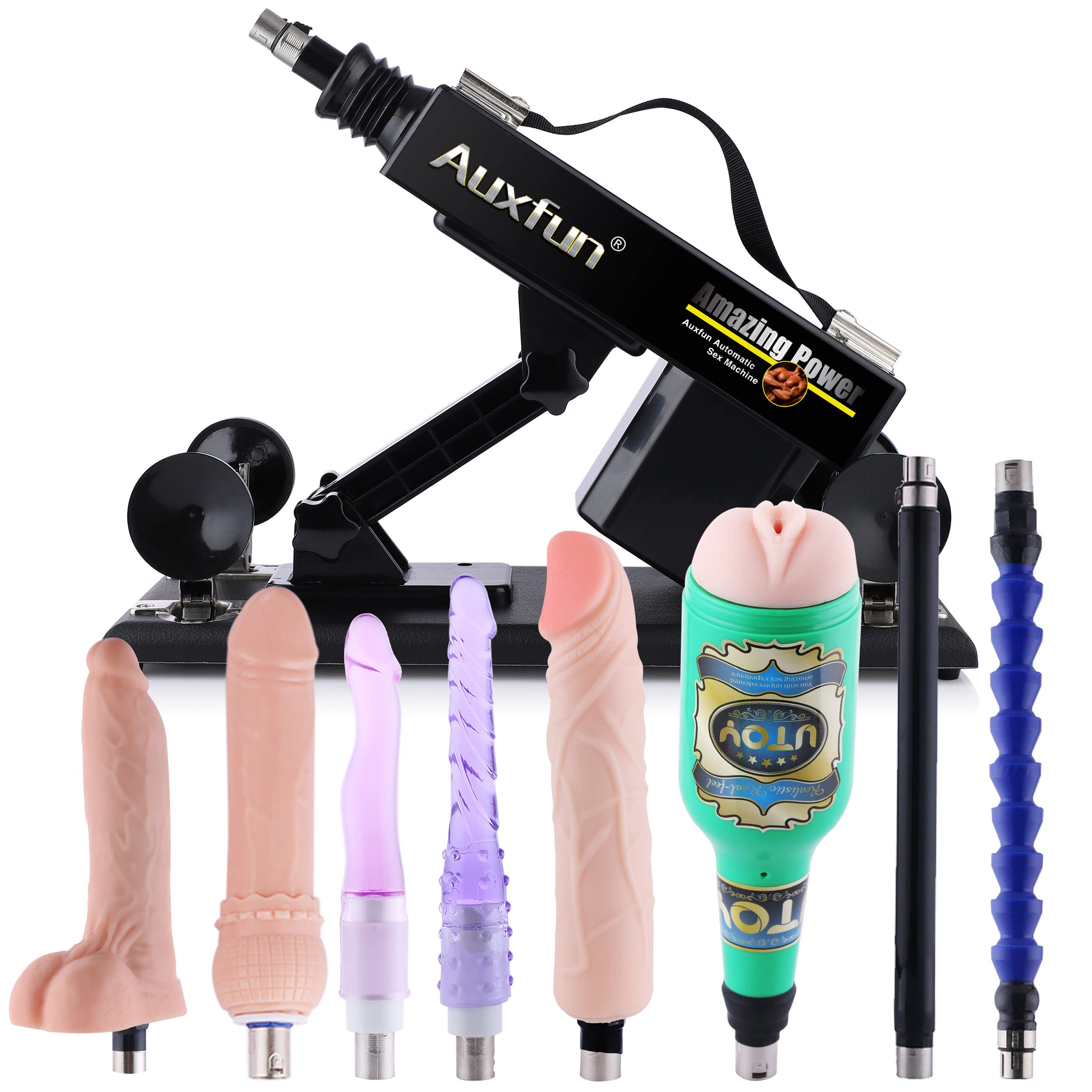 Sex Machine Fuck Machine with 3XLR Connector,Dildo Machine with Realistic Dildo, Love Machine Sex Toys 7 Attachments with Suction Cup Adapter Adult Toys for Women: Green Masturbator sex machine