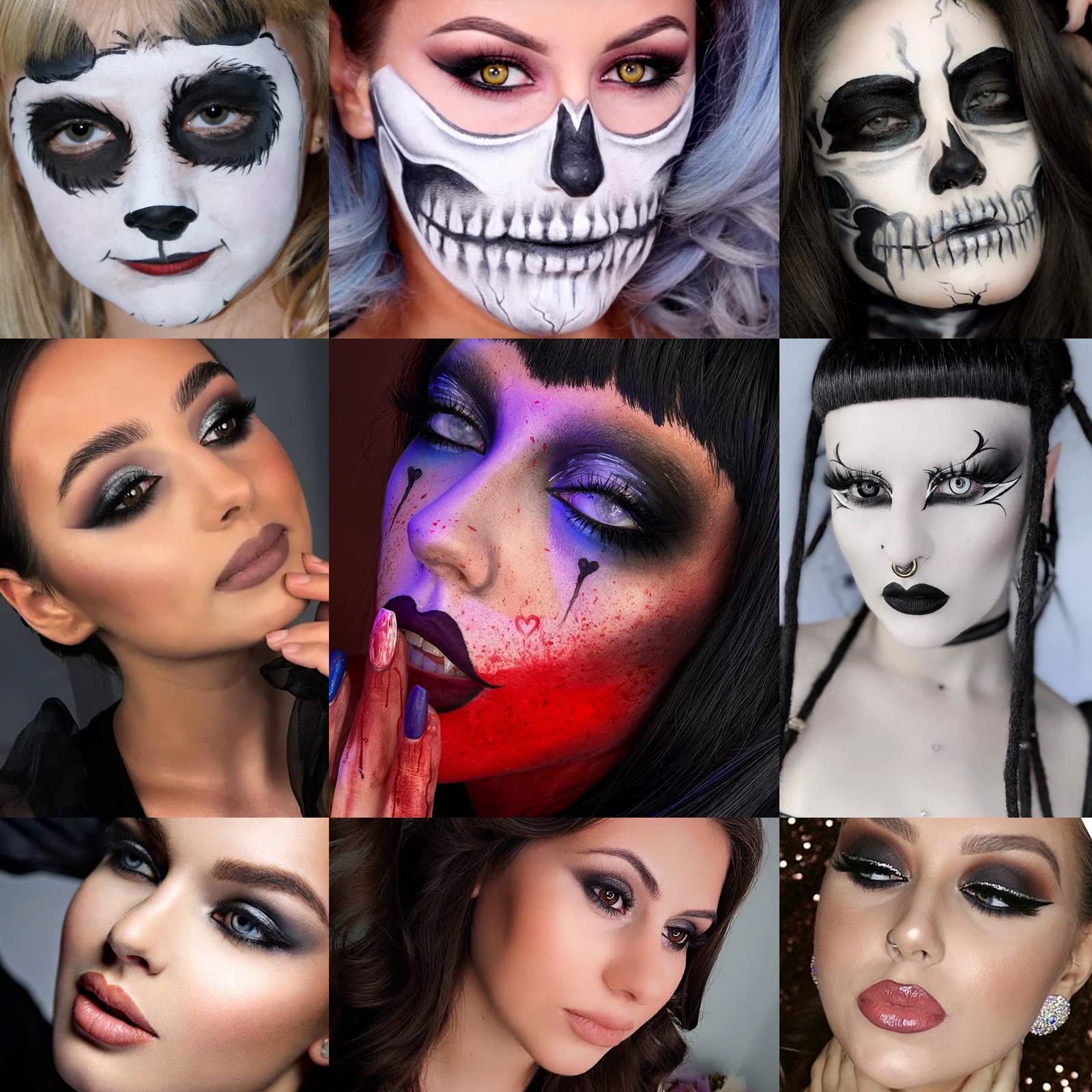 ecofavor Black Smoky Eye shadow Palette, DE’LANCI PANDA 9 Colors True Black Dark Grey Smokey Goth Makeup Pallet, 9 Soft Matte Shimmer High Pigmented Basic Black White Gray Shade for Halloween: 9 Color Black Eyeshadow Palette