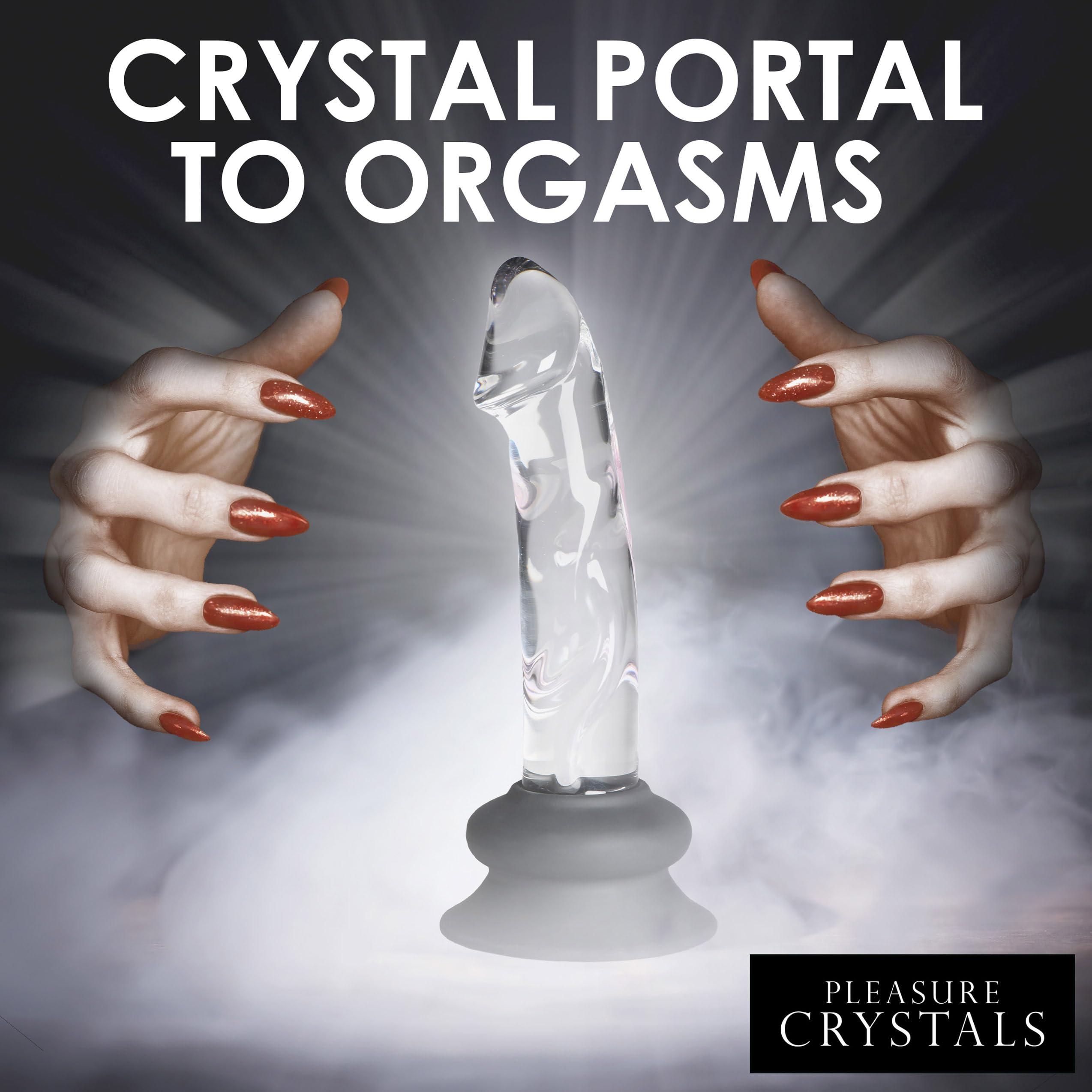 Pleasure Crystals 7.6" Glass Dildo with Silicone Base for Men, Women & Couples. Realistic Texture, Includes Removable Silicone Suction Cup, Ideal for Temperature Play. 2 Pieces, Clear. thumbnail 3