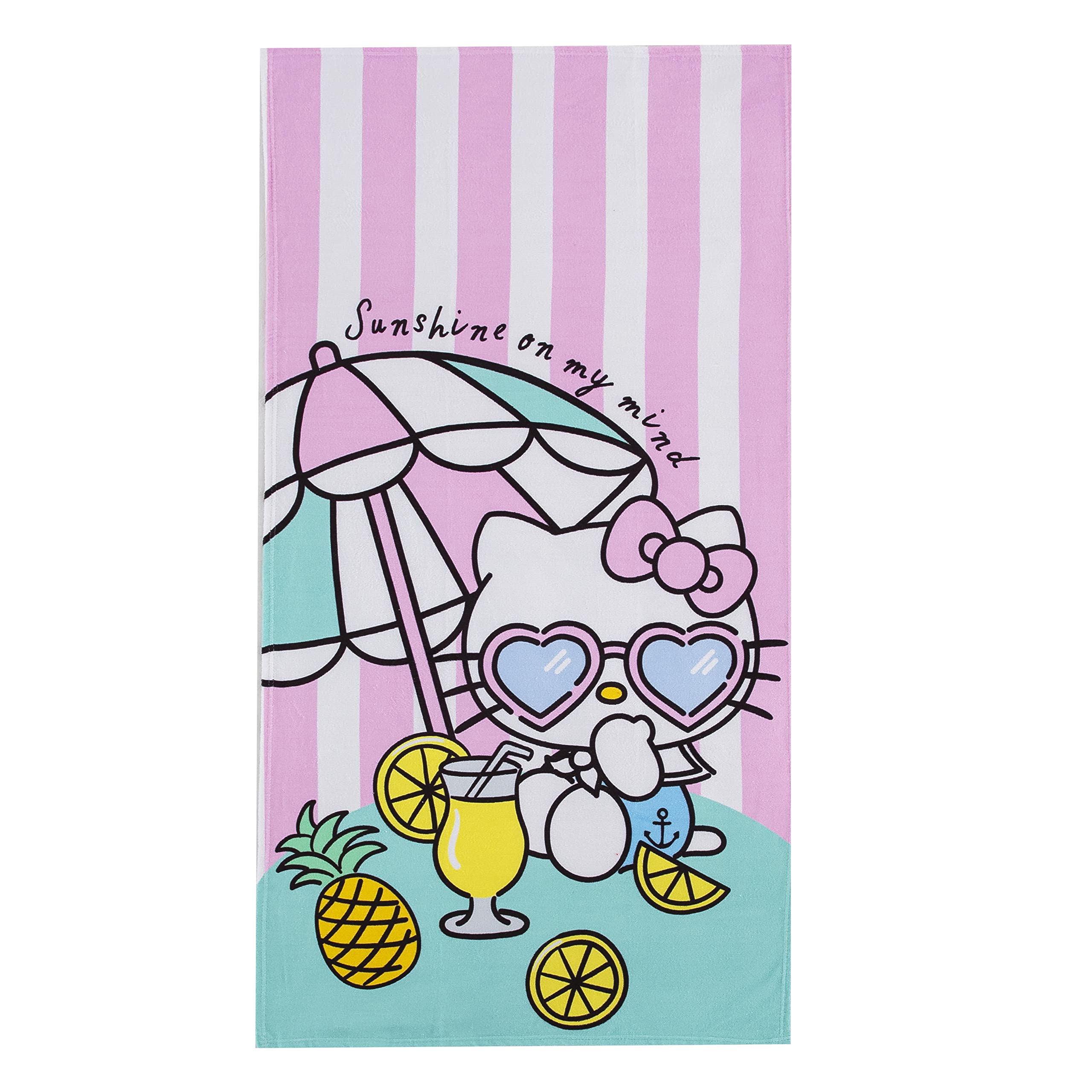 Northwest Beach Towel, Cotton, 30" x 60", Hello Kitty Umbrella Drink