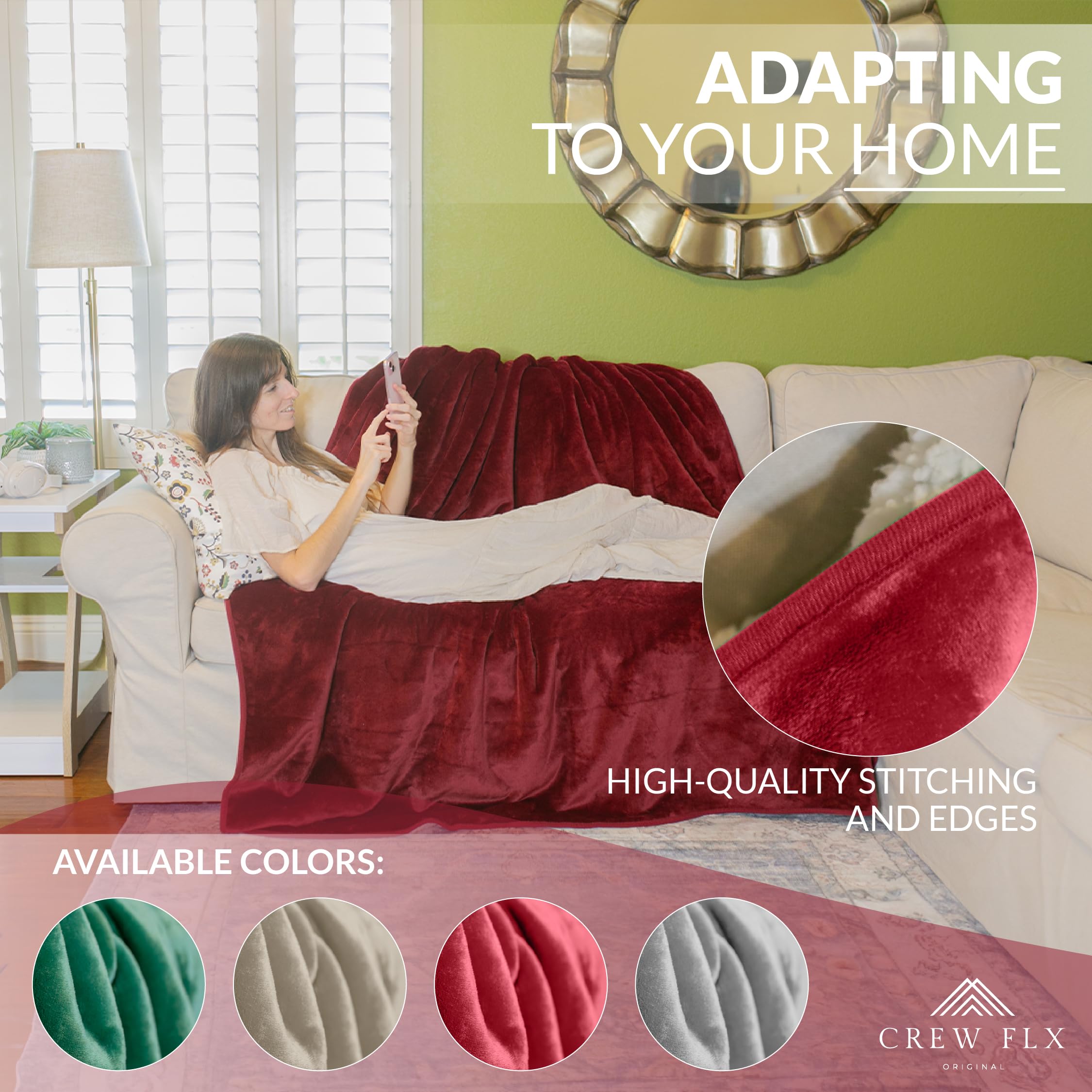 Waterproof Blanket for Bed – Reversible Sherpa Throw with Leakproof TPU Layer – Stain Resistant, Washable Bed Protector with Soft Carry Bag – (80"x60") Gray: Red 90 x 80 inch