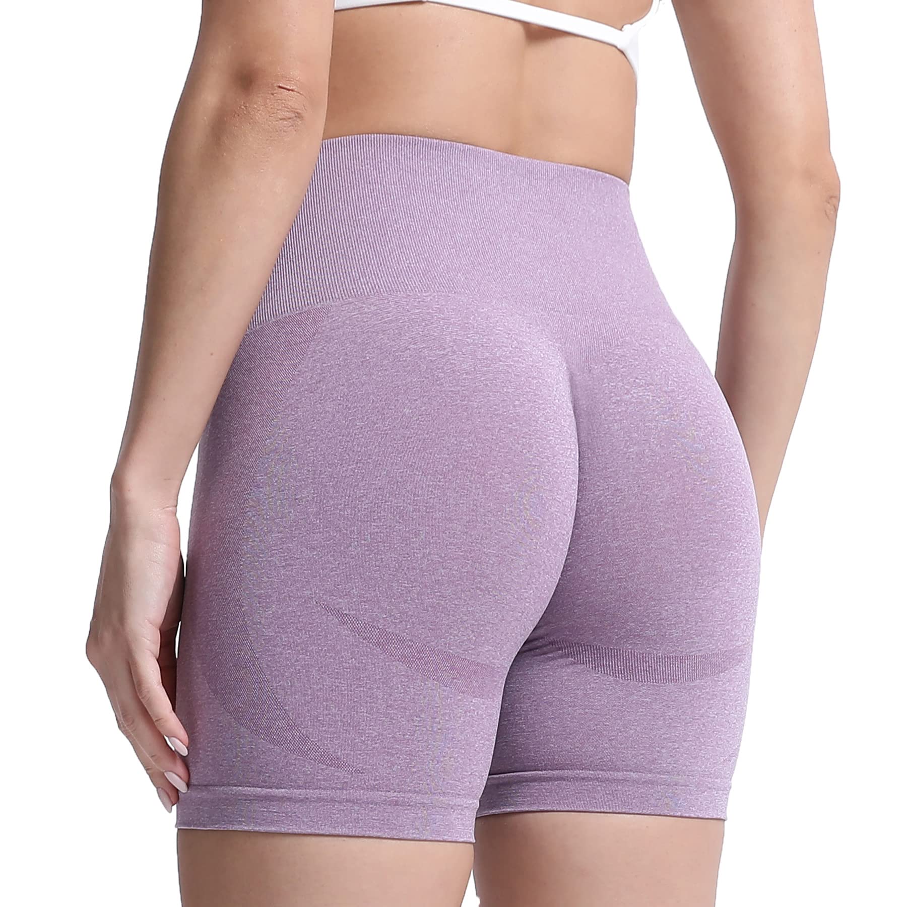 Aoxjox Contour Seamless Shorts for Women High Waist Workout Gym Biker Booty Running Yoga Short thumbnail 3