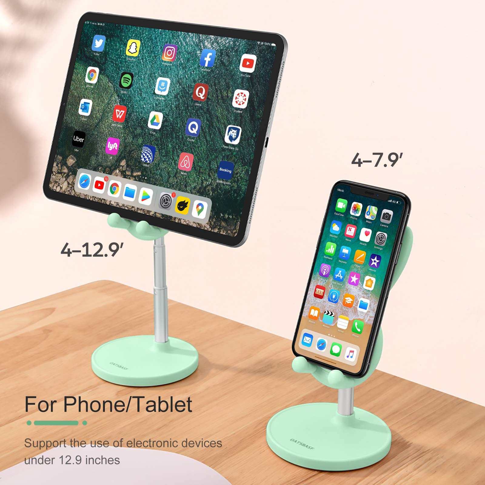 nediea Cell Phone Stand,Angle Height Adjustable Bunny Phone Stand for Desk,Cute Rabbit Phone Holder Stand for Desk, Compatible with All Mobile Phones, Tablets(4-10in) (): Green