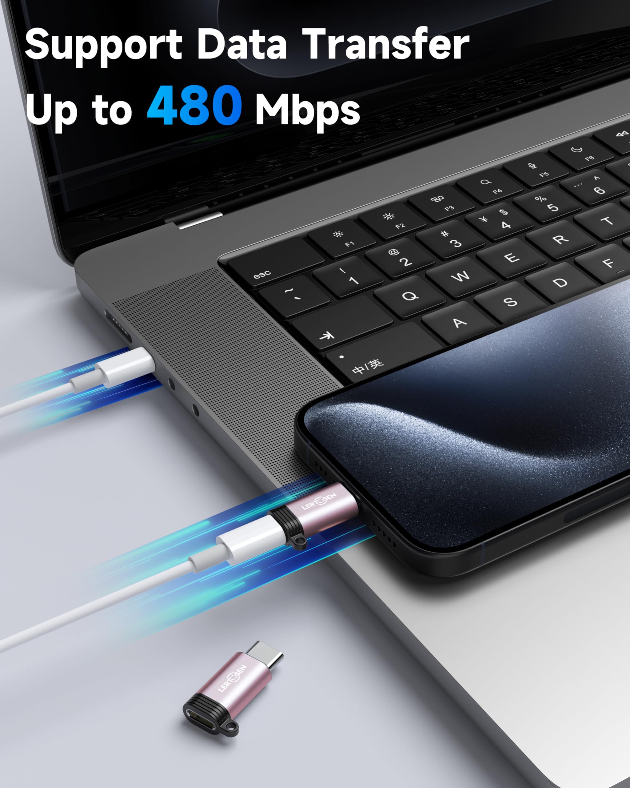 4 Pack Lightning to USB C Adapter for iPhone 15/16 Pro Max/Plus,Samsung S24,iPad Air,Fast Charging & Data Transfer,Type C Charger Connector Cable,Not for Audio/Headphone/OTG,for iPhone 16/15 Charger thumbnail 4