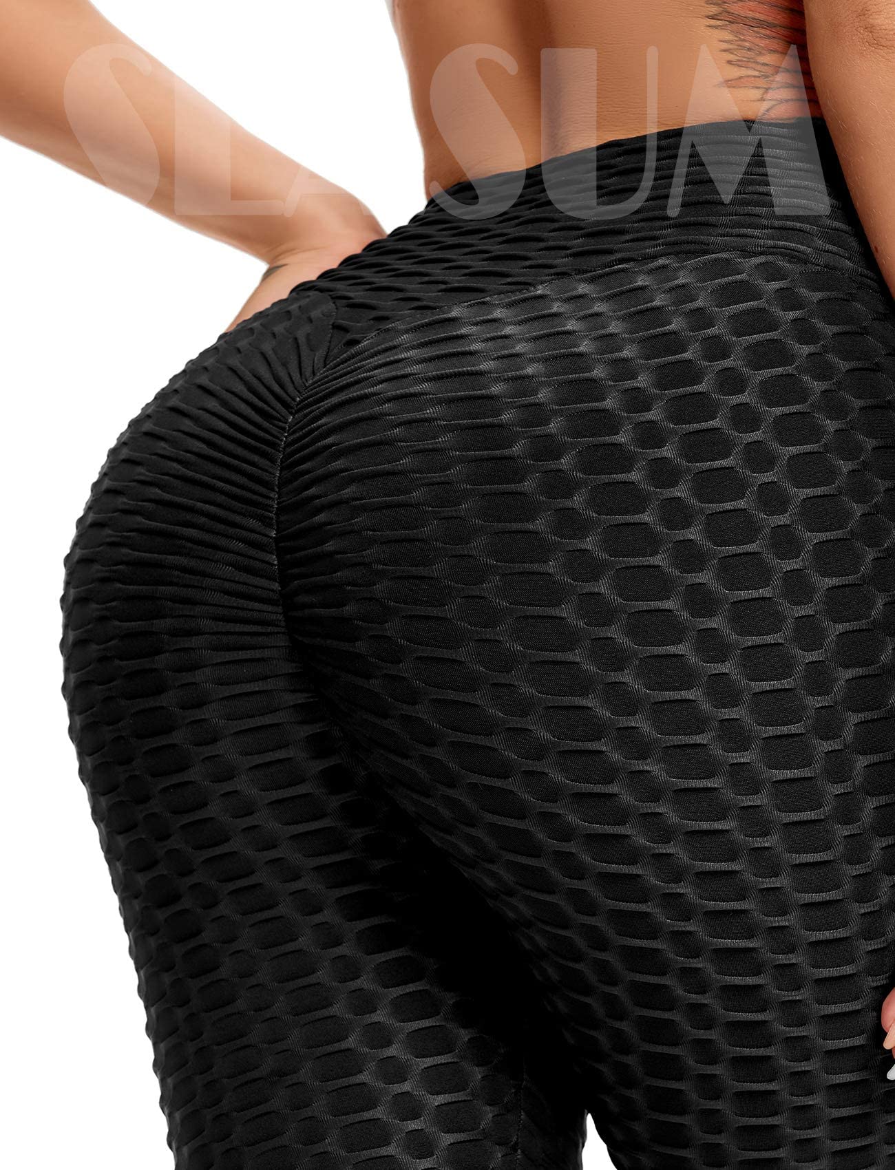 SEASUM Women High Waisted Workout Yoga Pants Butt Lifting Scrunch Booty Leggings Tummy Control Anti Cellulite Textured Tights thumbnail 6
