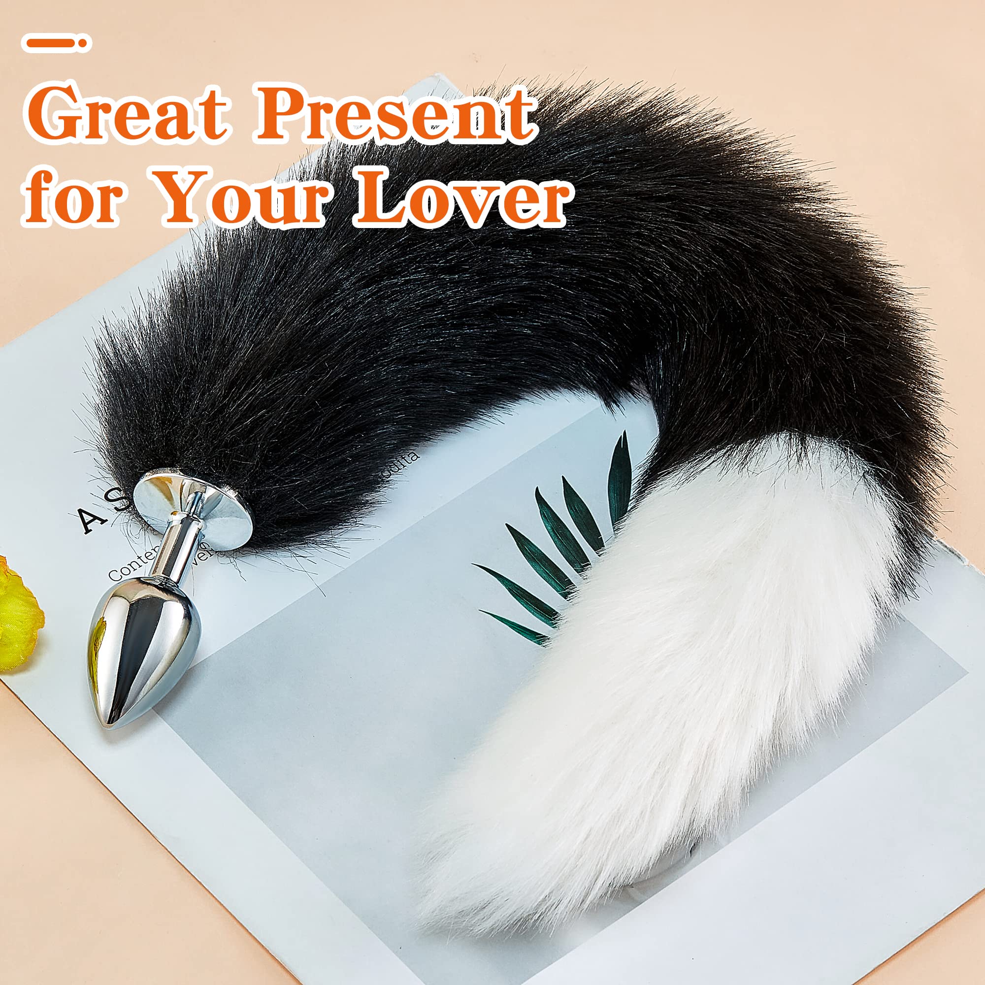 Tail Plug Anal Butt Plug, Butt Plug Faux Fur Tail Anal Sex Toys Buttplug Wolf Tail Toys Stainless Steel But Plug Butt Toys Sex Toys for Women Cosplay Adult Sex Toys for Women Men Couple (Grey)