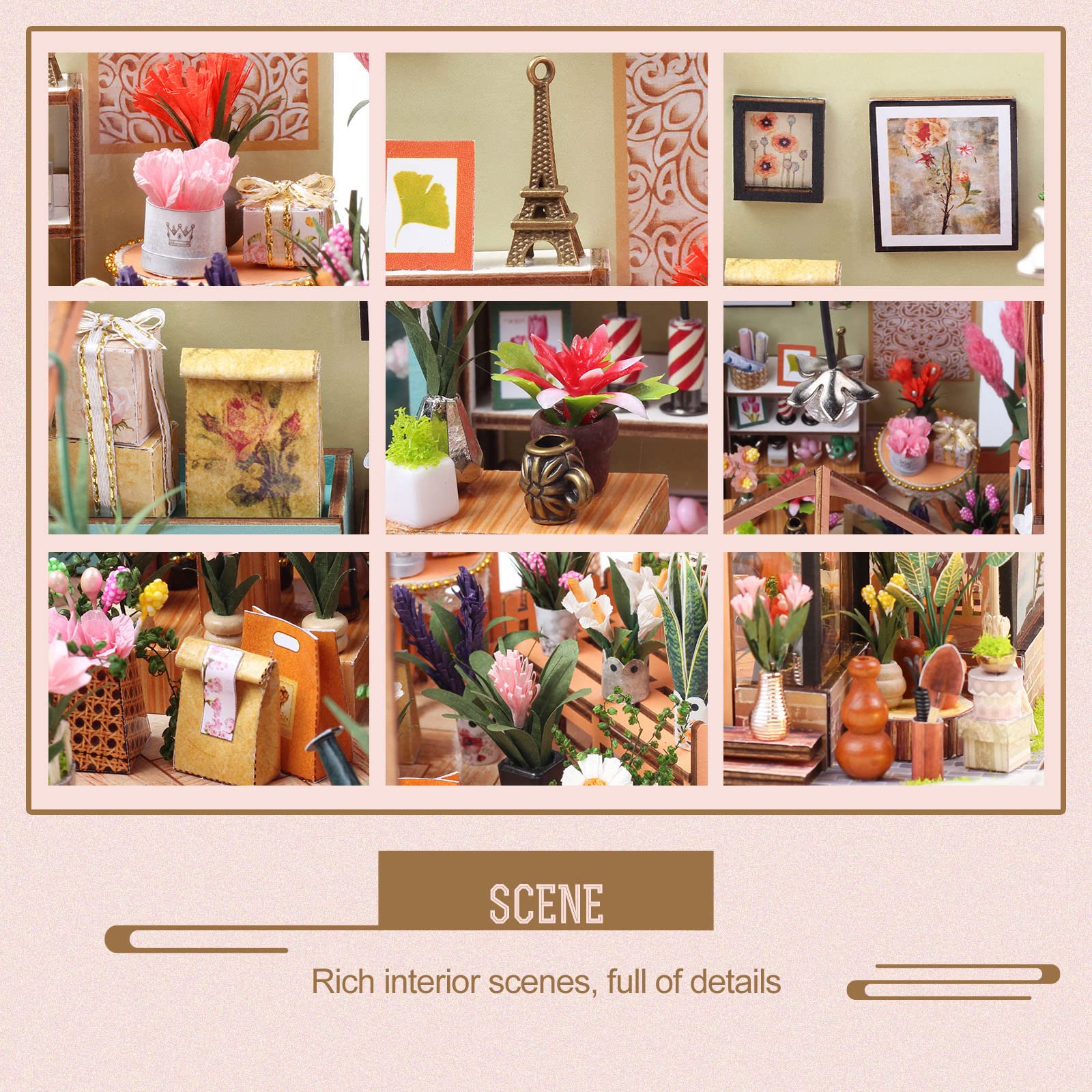 INSGEN DIY Miniature Dollhouse house Building Room Kit, Wooden Diorama Book Nook House Kits Build Crafts for Adults, Miniature Street Tiny Library House Making Kit 1:24 Scale: Green