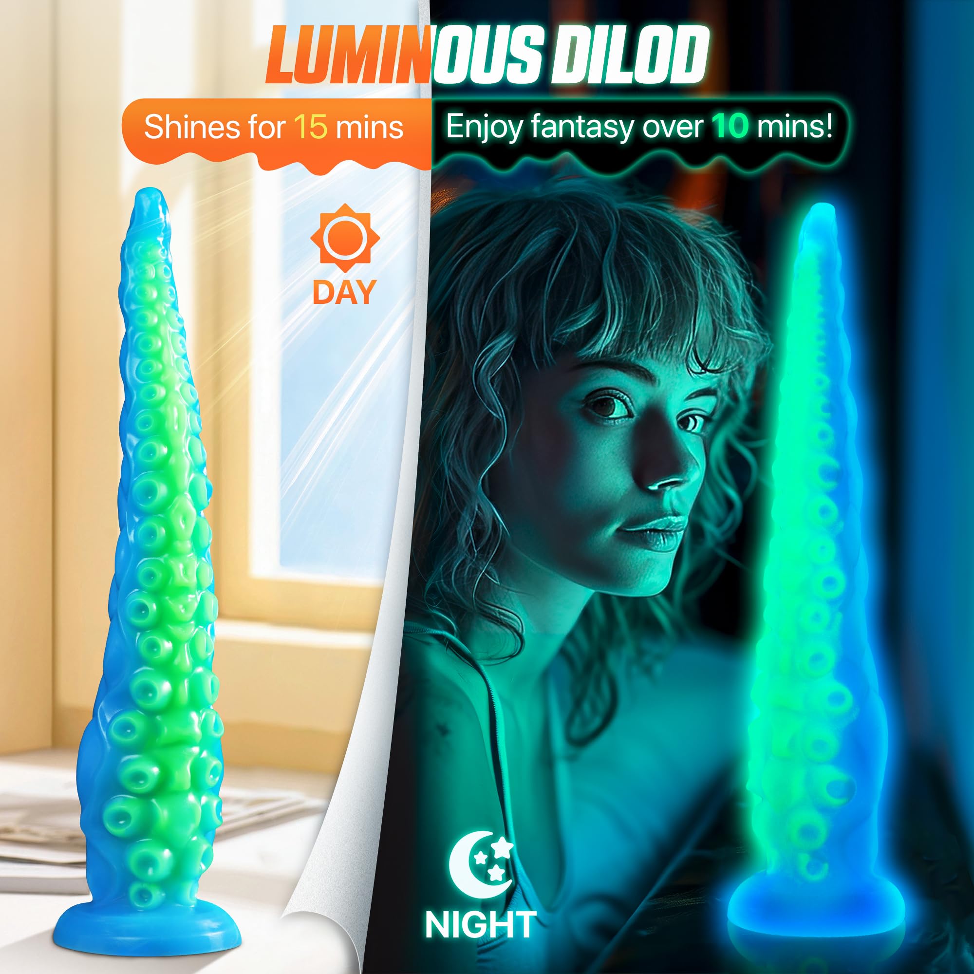 Luminous Tentacle Dildo Sex Toy - 12.9'' Anal Dildos Adult Toys, Strong Suction Cup Dildo Anal Sex Toys for C U G-Spot Stimulation, Soft Silicone Huge Dildo Womens Sex Toys for Men Couples Sex Machine thumbnail 6