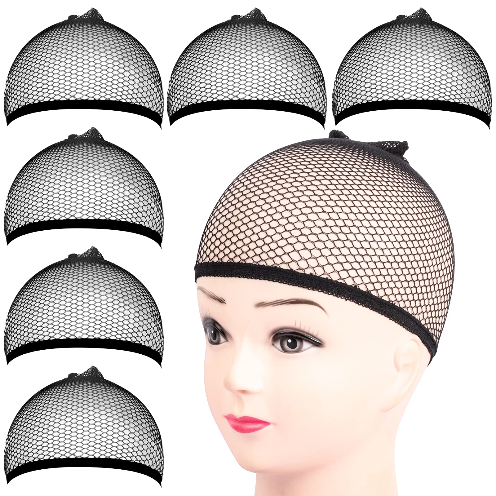 Fandamei 6PCS Wig Cap, 6PCS  Mesh Wig Cap Net, Closed End Hair Mesh Net, Liner Weaving Caps for Women, Men, Kids, Wig Caps for Halloween, Cosplay: Black