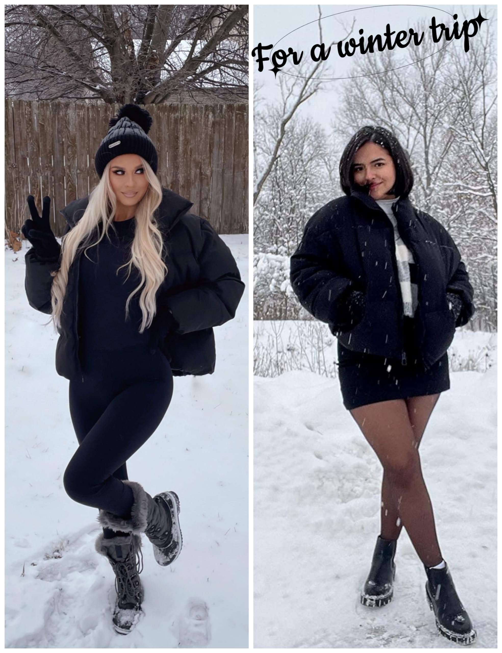 Lianlive Womens Cropped Puffer Jacket Oversized Black Short Puffy Winter Coat thumbnail 2