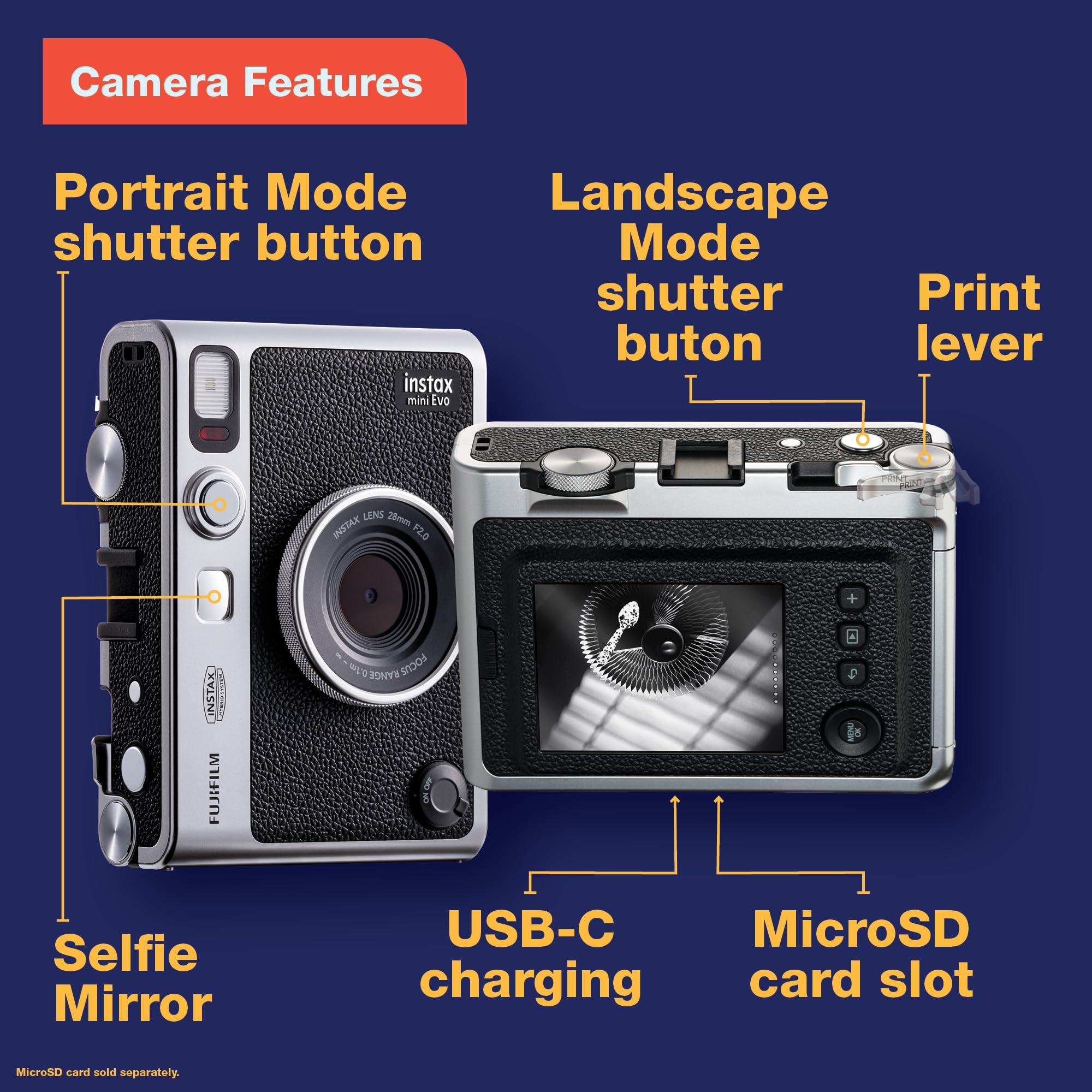 Fujifilm Instax Mini EVO Instant Camera: Black