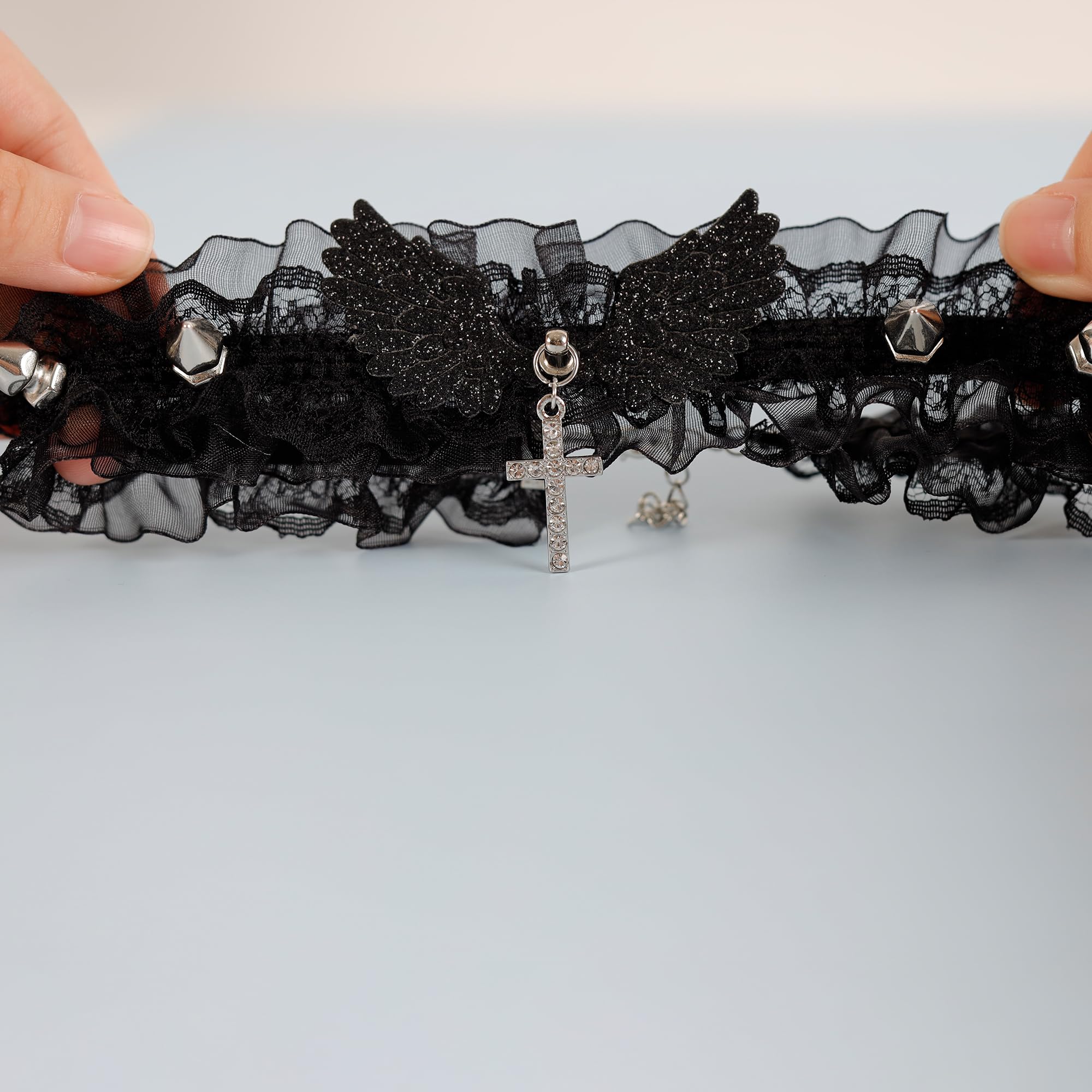 MILAKOO Black Punk Choker Charm Stretch Gothic Tattoo Chokers Necklace and Bracelet Set for Women: Z: black